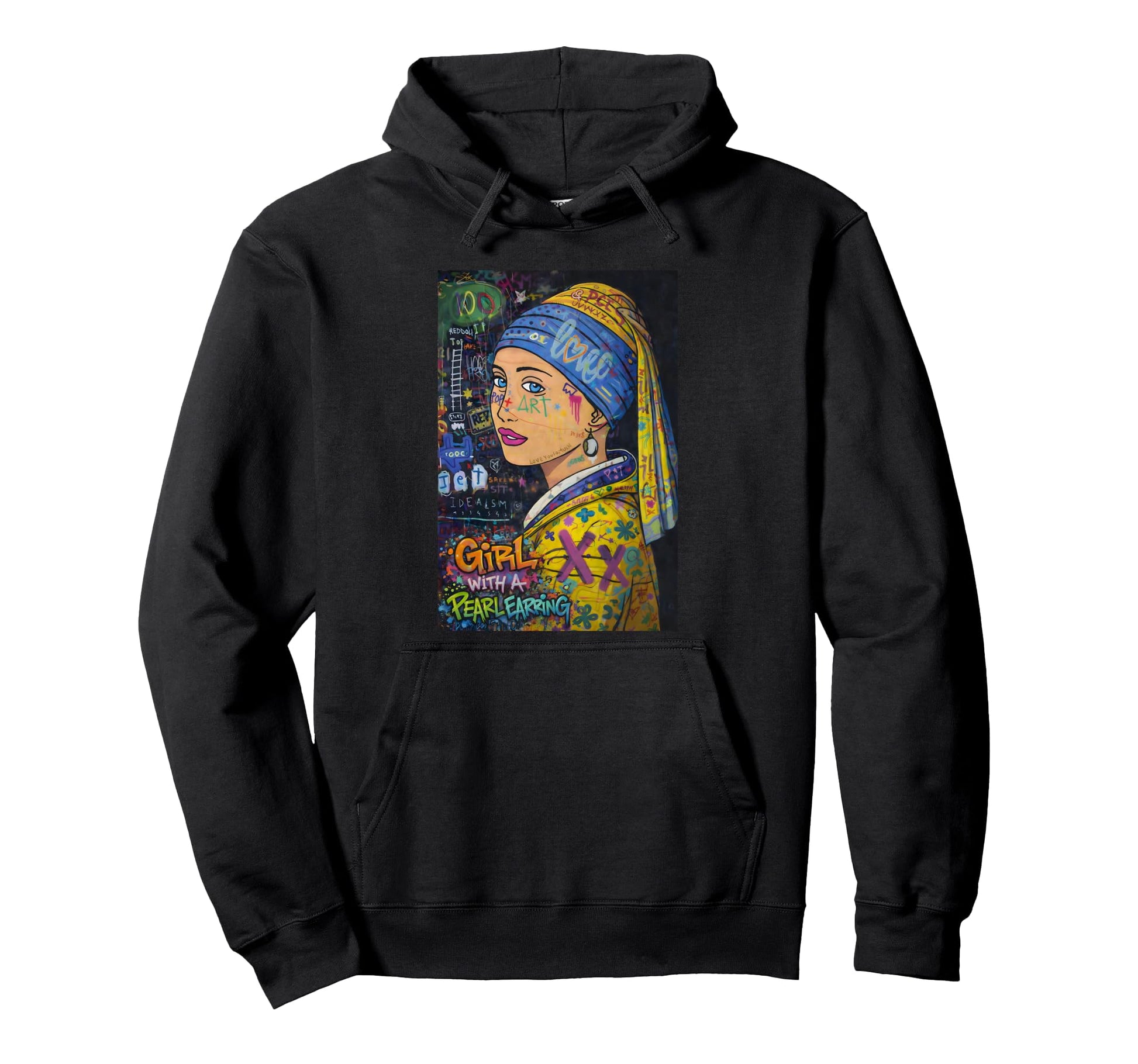 Graffiti Pearl Earring Colorful Pop Art Hoodie - Fun Novelty Design Unisex - T-Shirt, Sweatshirt, Hoodie