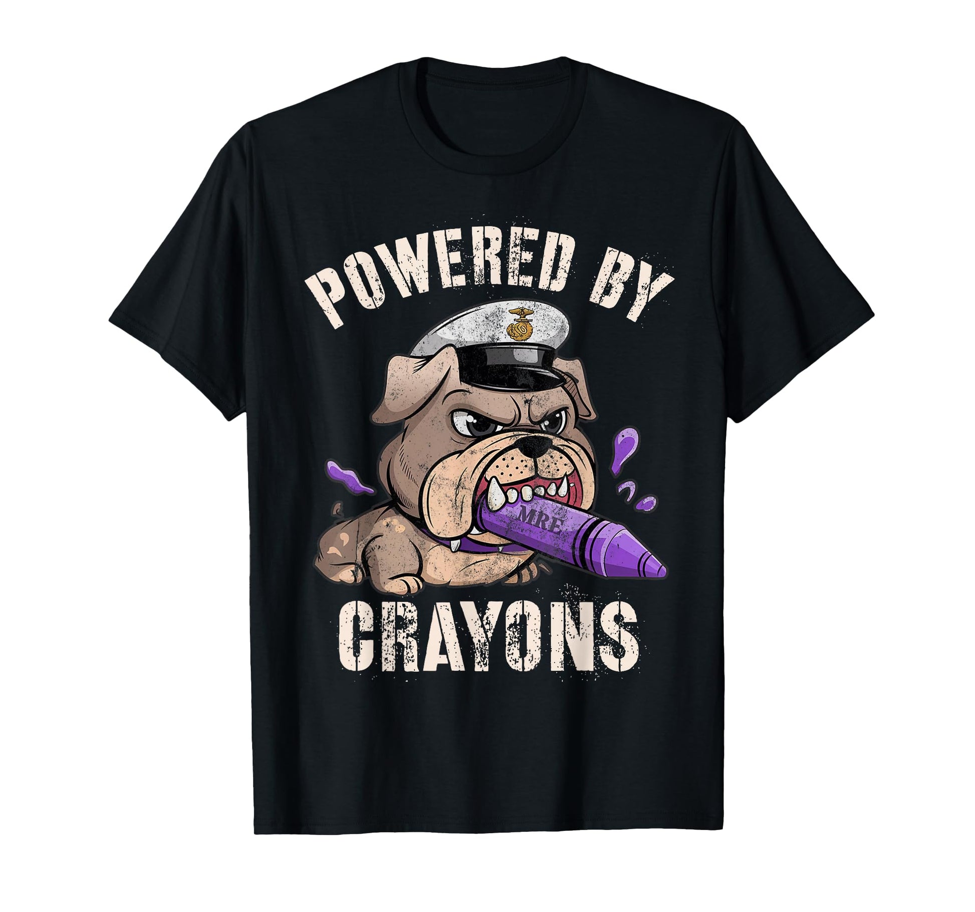 Funny Powered Crayons Bulldog T-Shirt - Aesthetic Graphic for Adults - T-Shirt, Sweatshirt, Hoodie