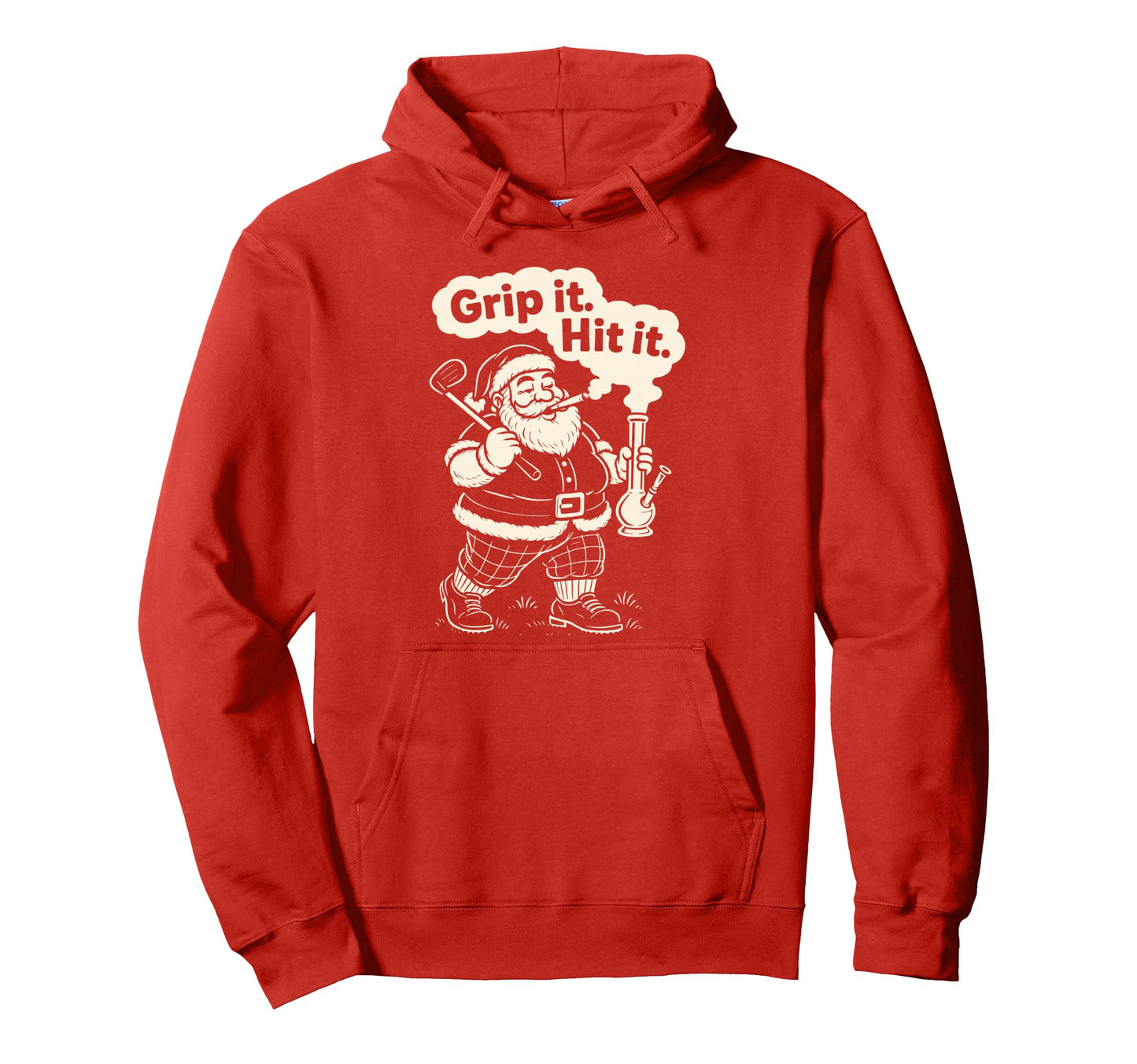 Grip It Hit It Funny Santa Golf Hoodie - Novelty Apparel for Adults - T-Shirt, Sweatshirt, Hoodie