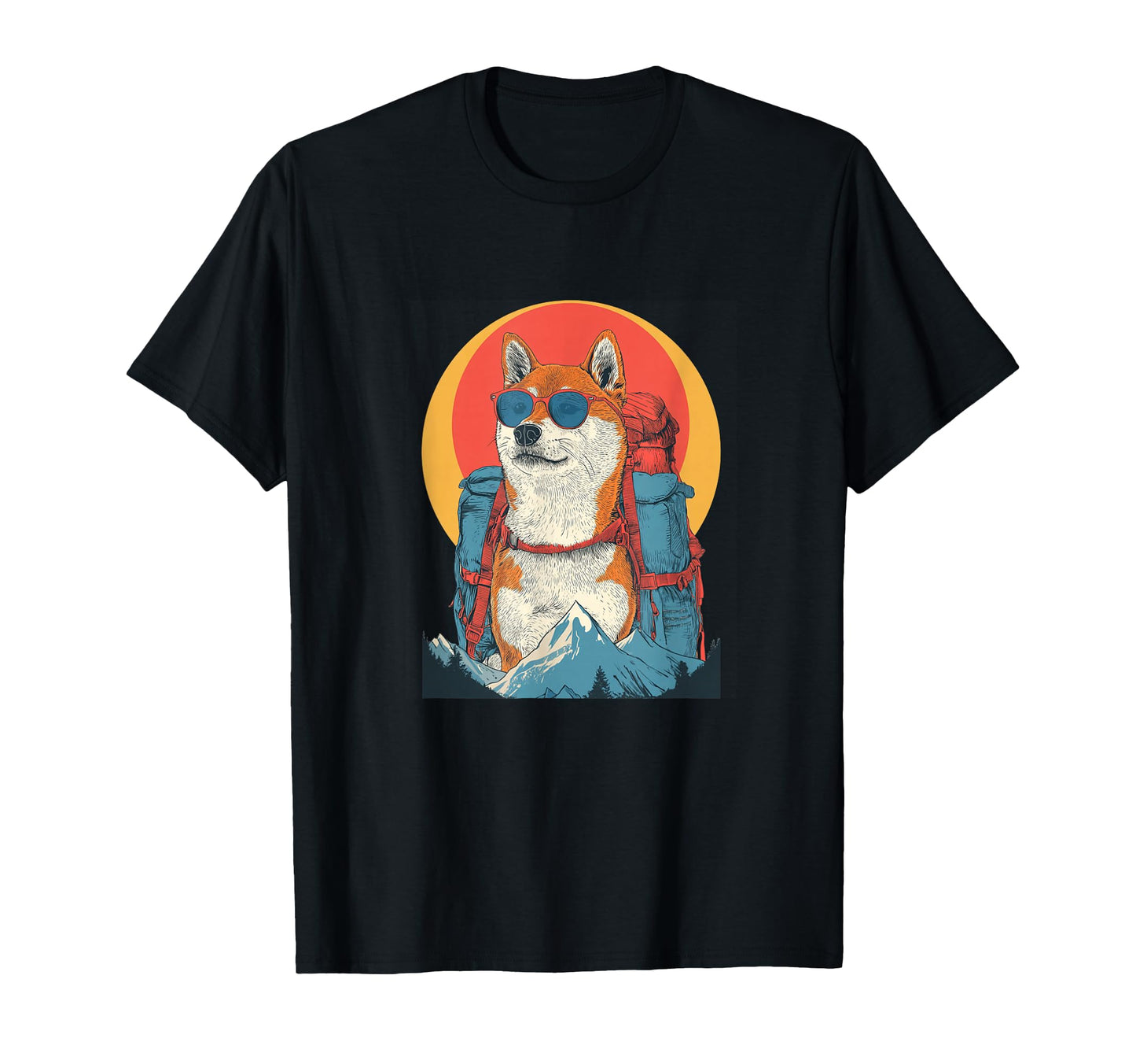 Hiking Shiba Sunglasses And Backpack Sweatshirt - Unique Graphic for Adults - T-Shirt, Sweatshirt, Hoodie