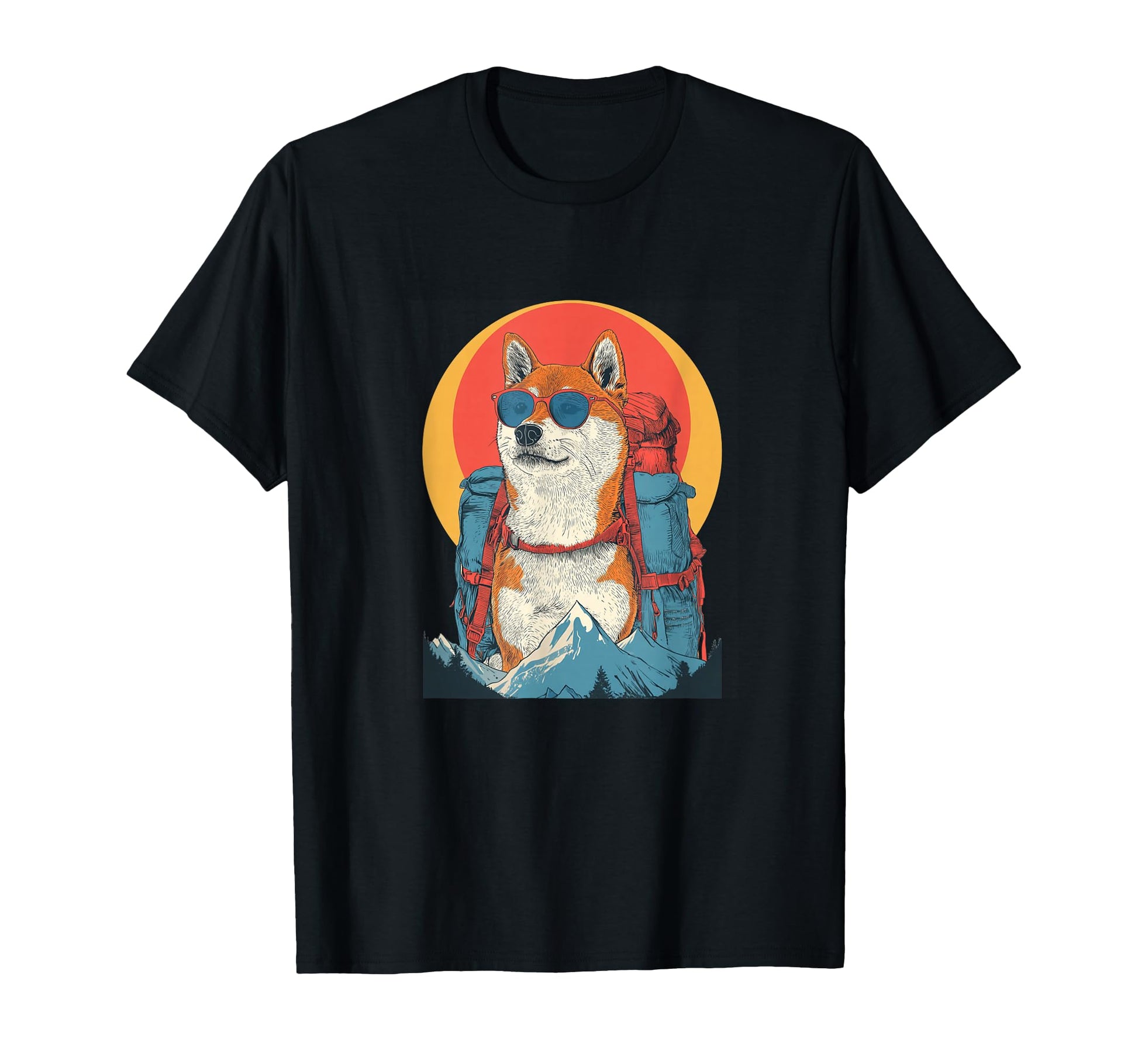 Hiking Shiba Sunglasses And Backpack Sweatshirt - Unique Graphic for Adults - T-Shirt, Sweatshirt, Hoodie
