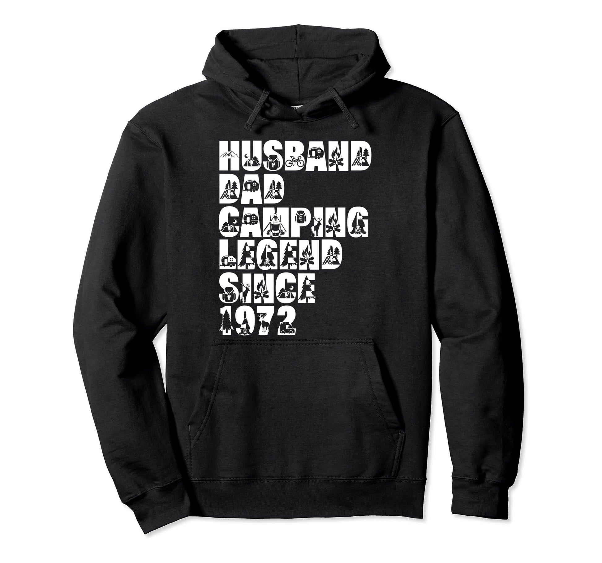 Husband Dad Camping Legend Since 1972 Hoodie - Graphic Print Unisex - T-Shirt, Sweatshirt, Hoodie