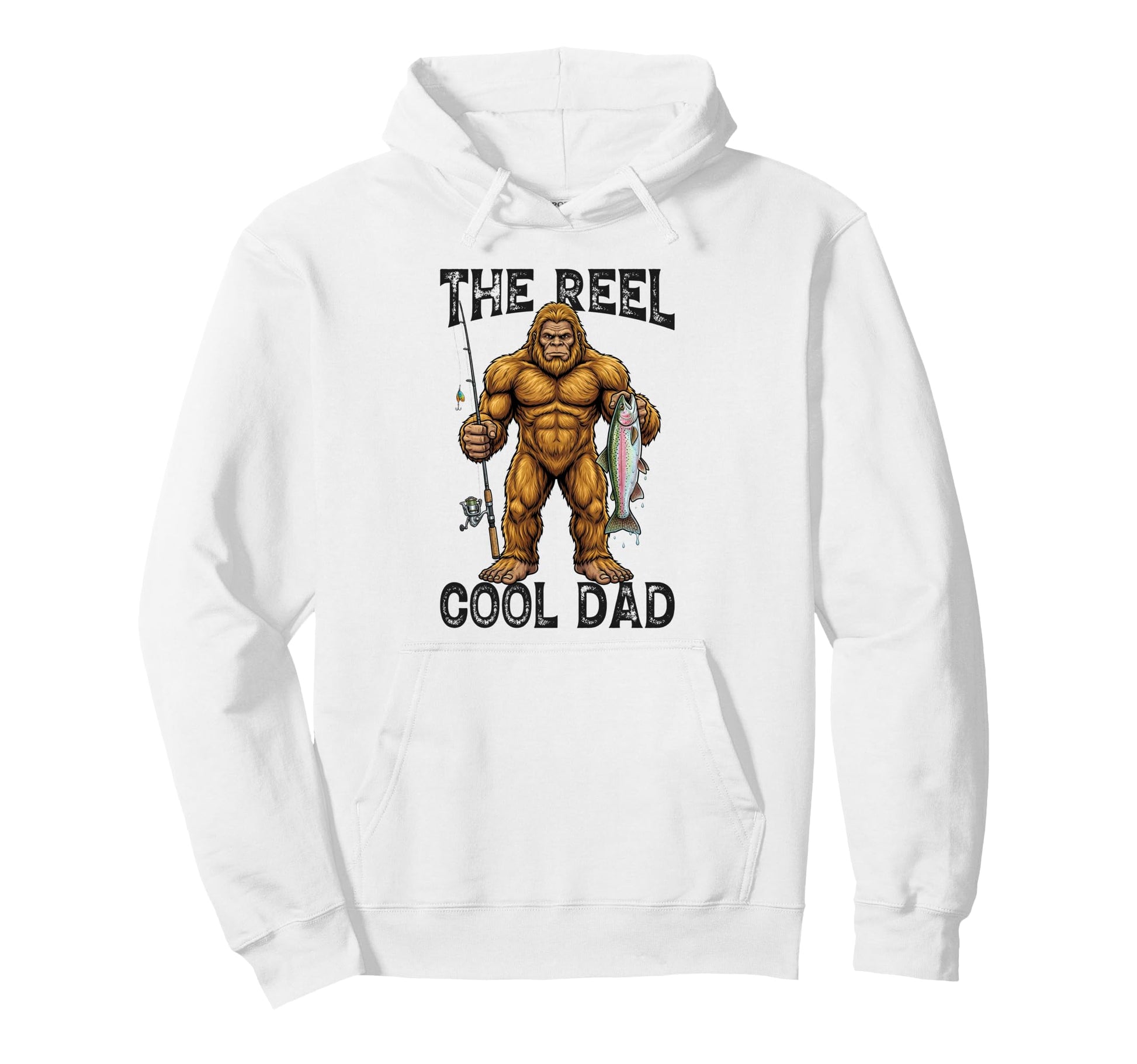 Bigfoot Fishing Dad Reel Dad Hoodie - Aesthetic Graphic for Adults - T-Shirt, Sweatshirt, Hoodie