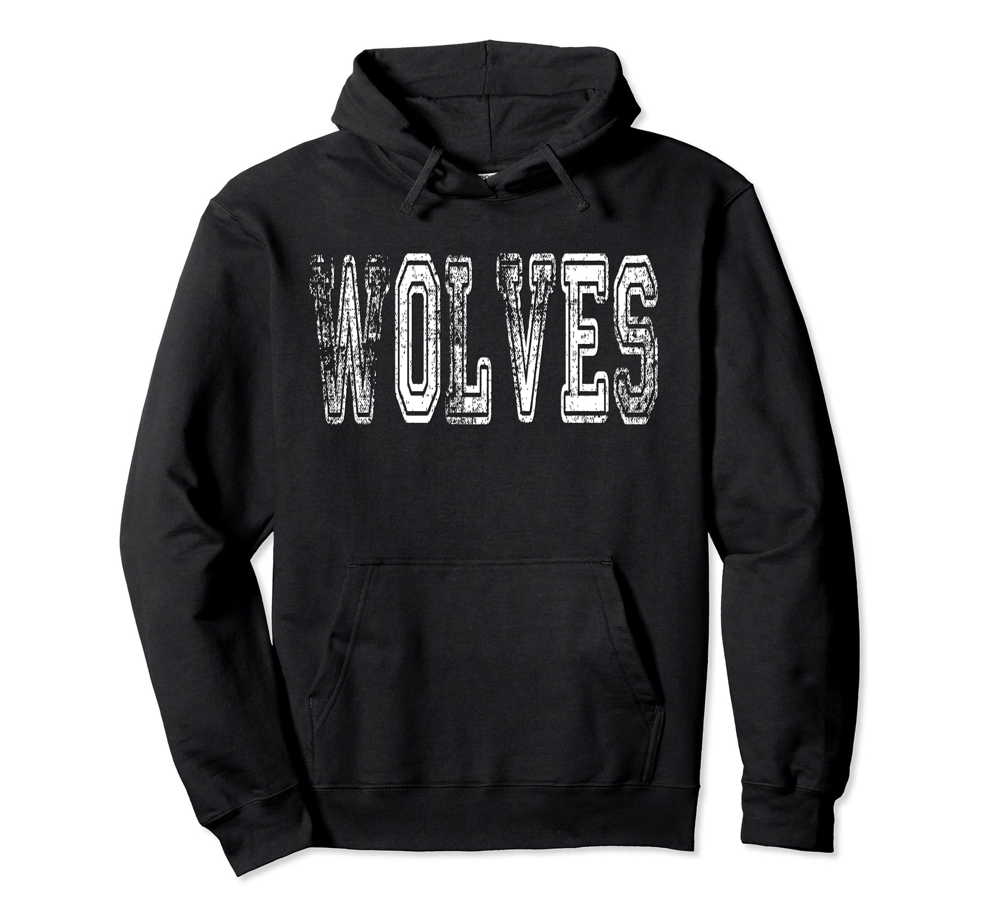 Wolves Mascot Distressed School Sports Hoodie - Aesthetic Graphic Unisex - T-Shirt, Sweatshirt, Hoodie