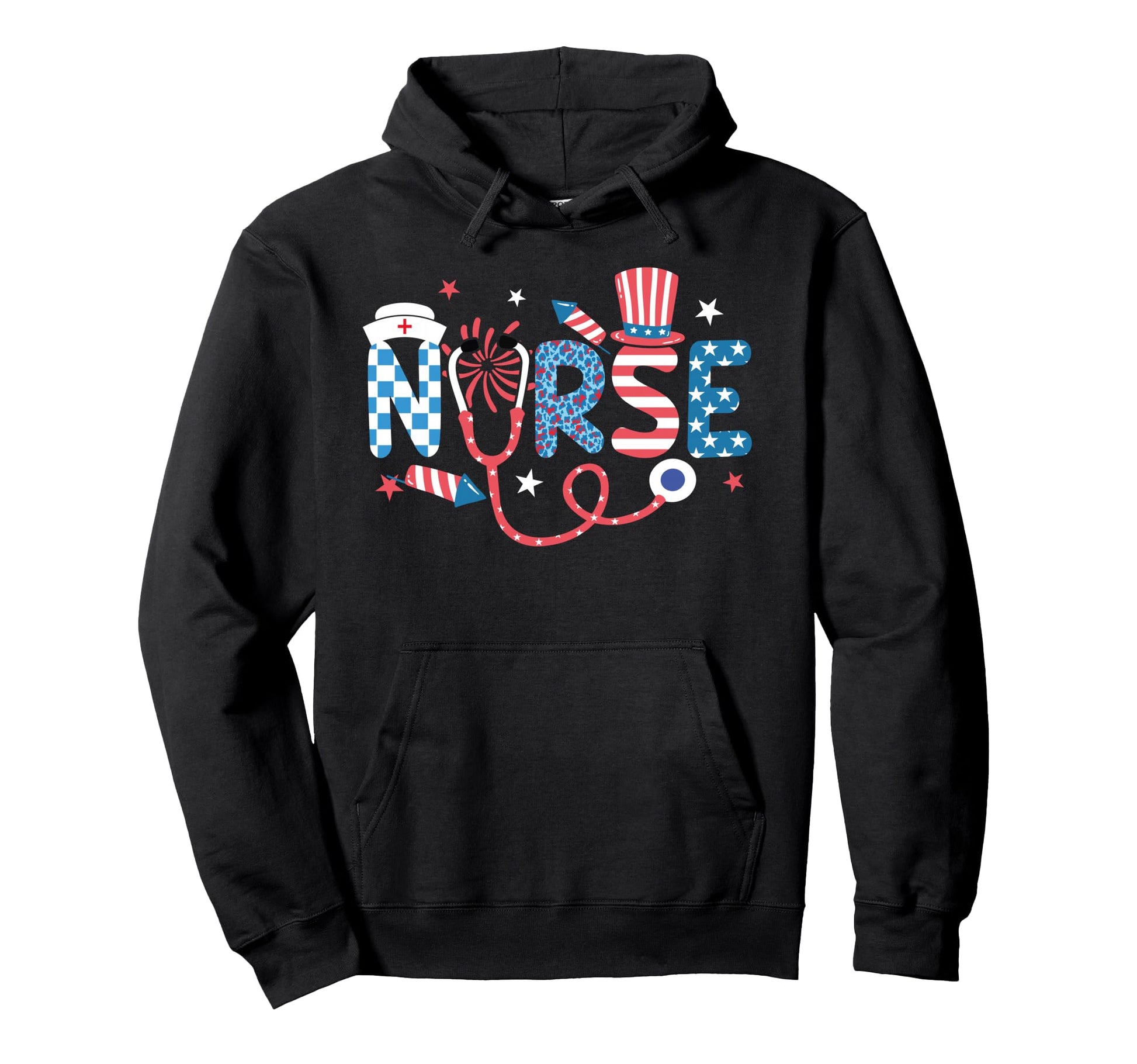 American Nurse 4Th July Nurse Hoodie - Casual Everyday Wear Men Women - T-Shirt, Sweatshirt, Hoodie