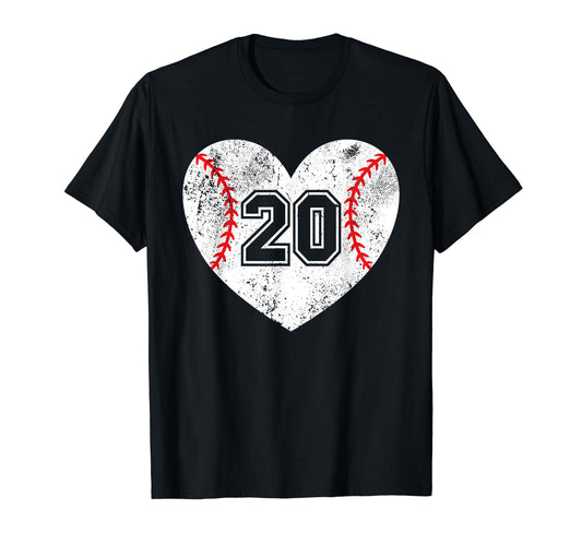 Baseball Heart Player 20 Baseball Mom T-Shirt - Graphic Print Men Women - T-Shirt, Sweatshirt, Hoodie