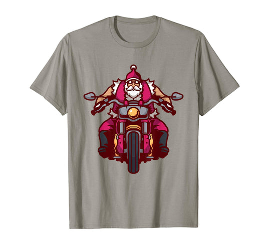 Biker Santa Motorcycle Fan Merry Gift T-Shirt - Graphic Print Unisex - T-Shirt, Sweatshirt, Hoodie