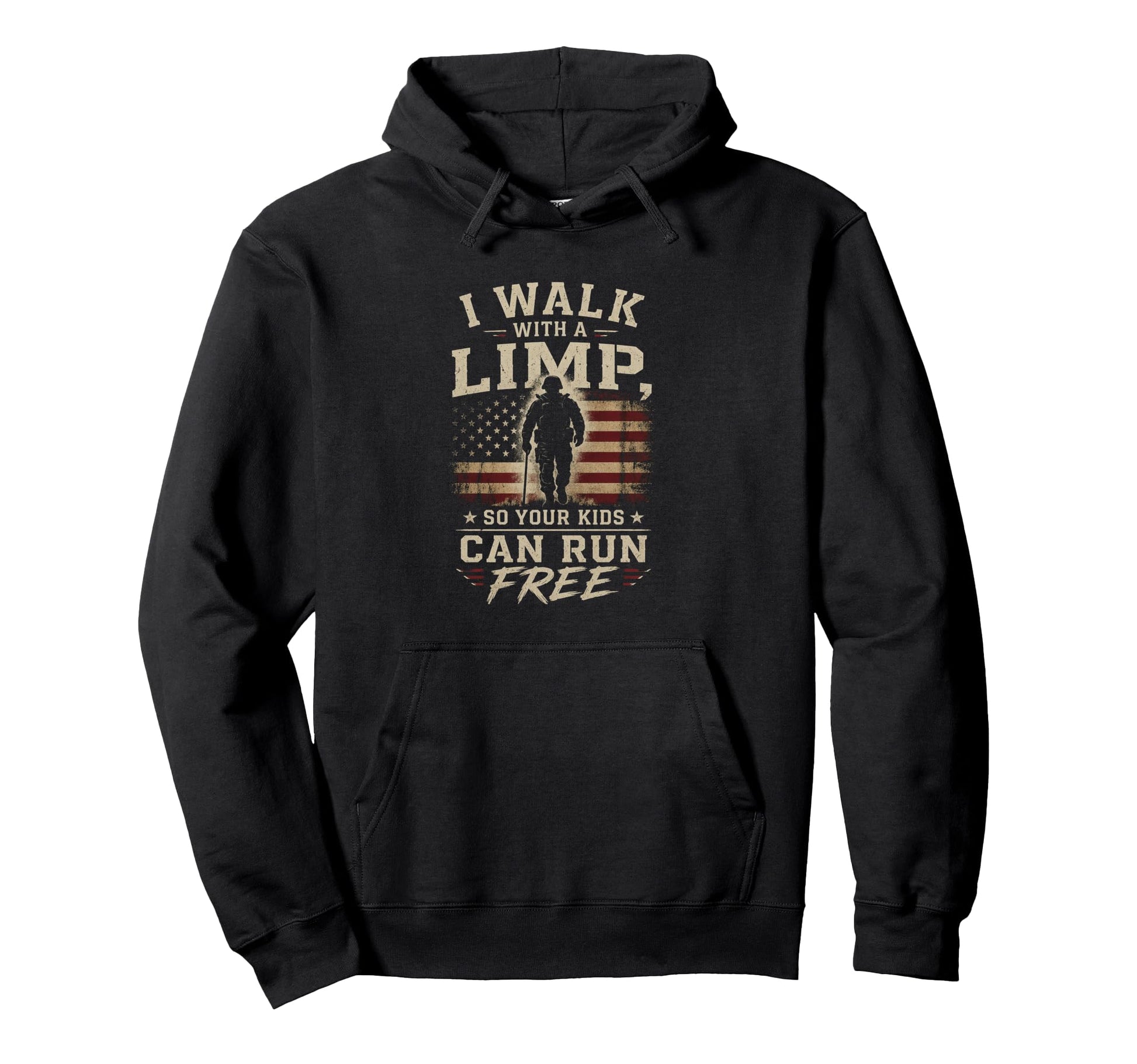 Wounded Veteran Patriotic Funny Hoodie - Casual Everyday Wear Men Women - T-Shirt, Sweatshirt, Hoodie