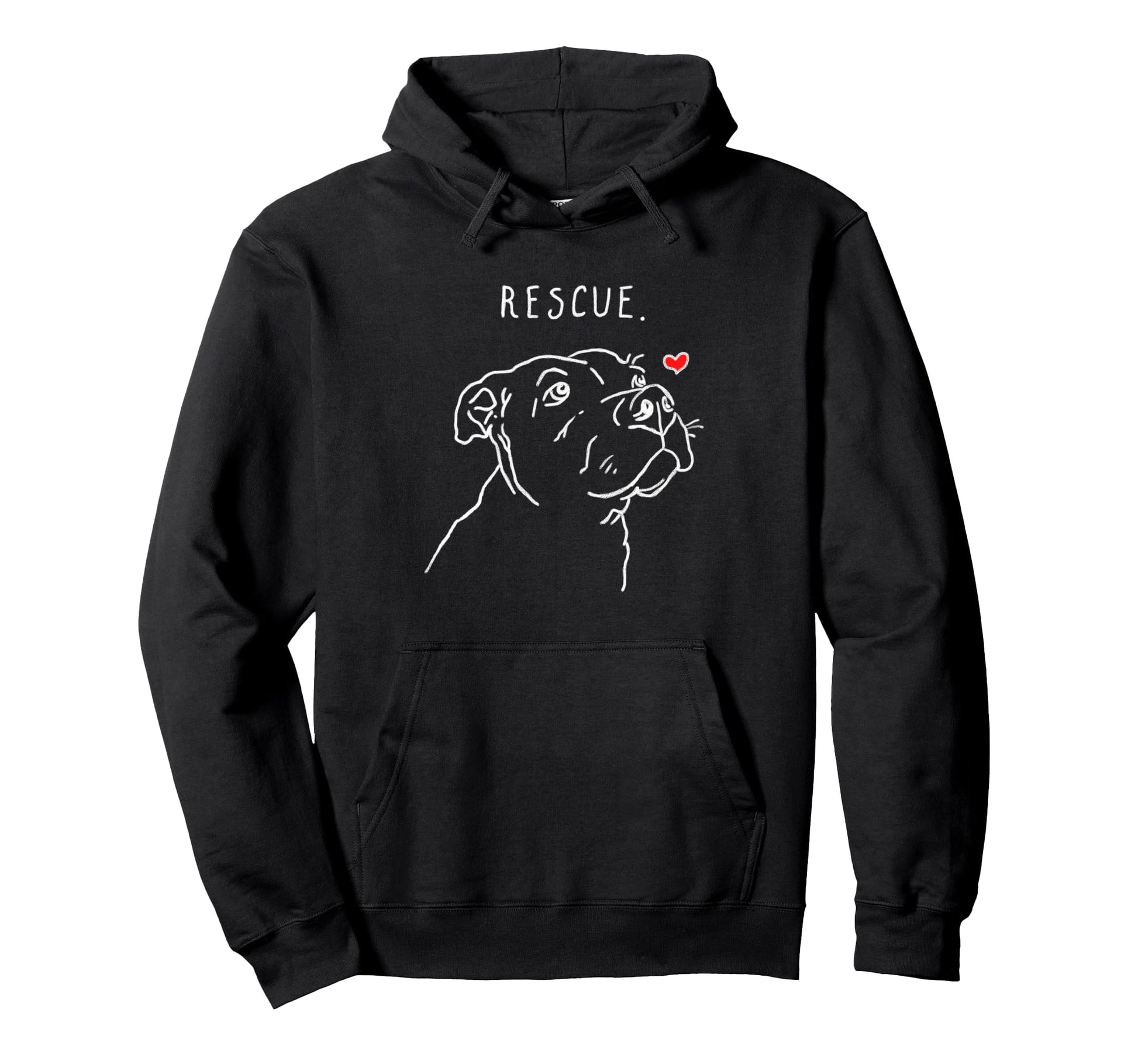Rescue Dog Pitbull Drawing Rescue Mom Adopt Hoodie - Unique Graphic Unisex - T-Shirt, Sweatshirt, Hoodie