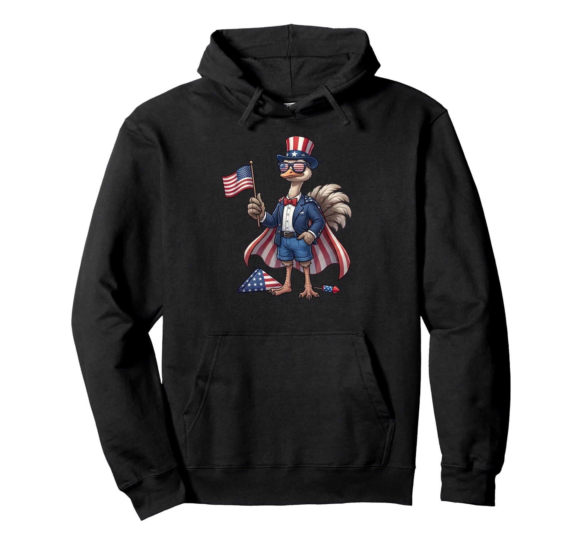 Funny Ostrich American Usa Flag Hoodie - Minimalist Print for Adults - T-Shirt, Sweatshirt, Hoodie
