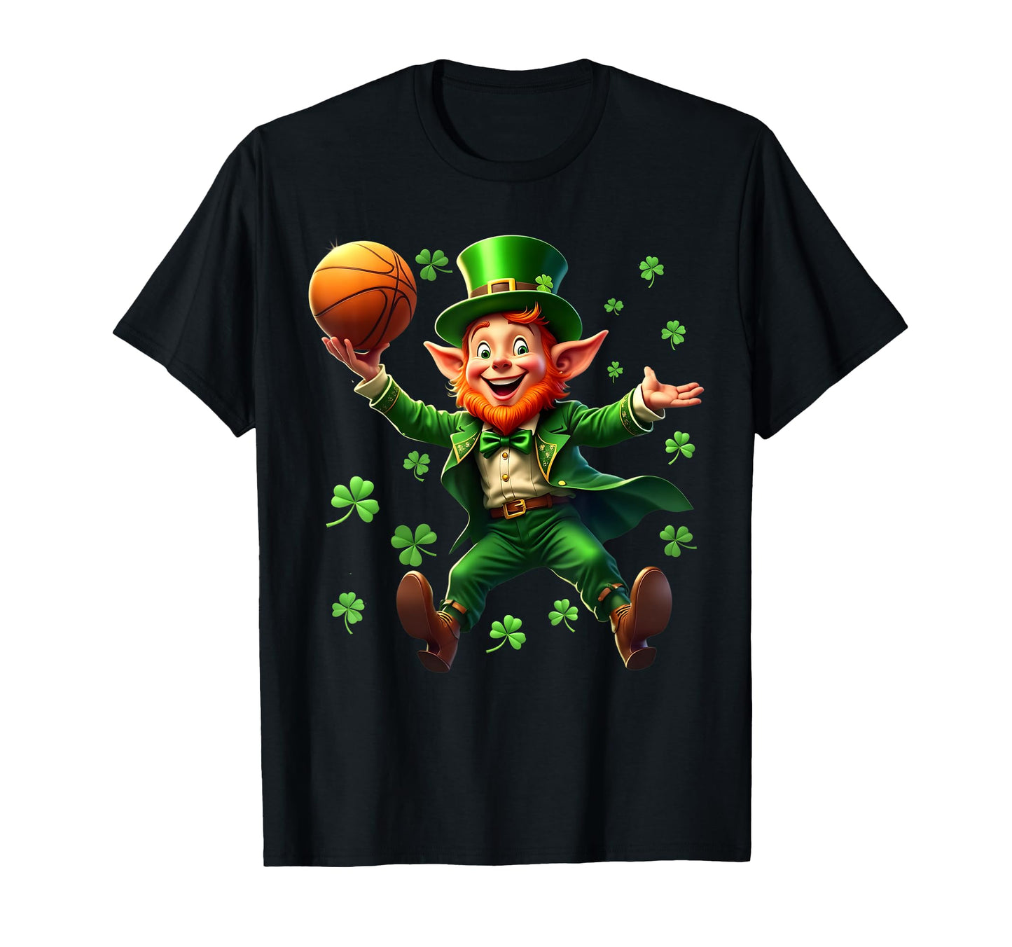 Leprechaun Playing Basketball St Patricks T-Shirt - Unique Graphic Unisex - T-Shirt, Sweatshirt, Hoodie