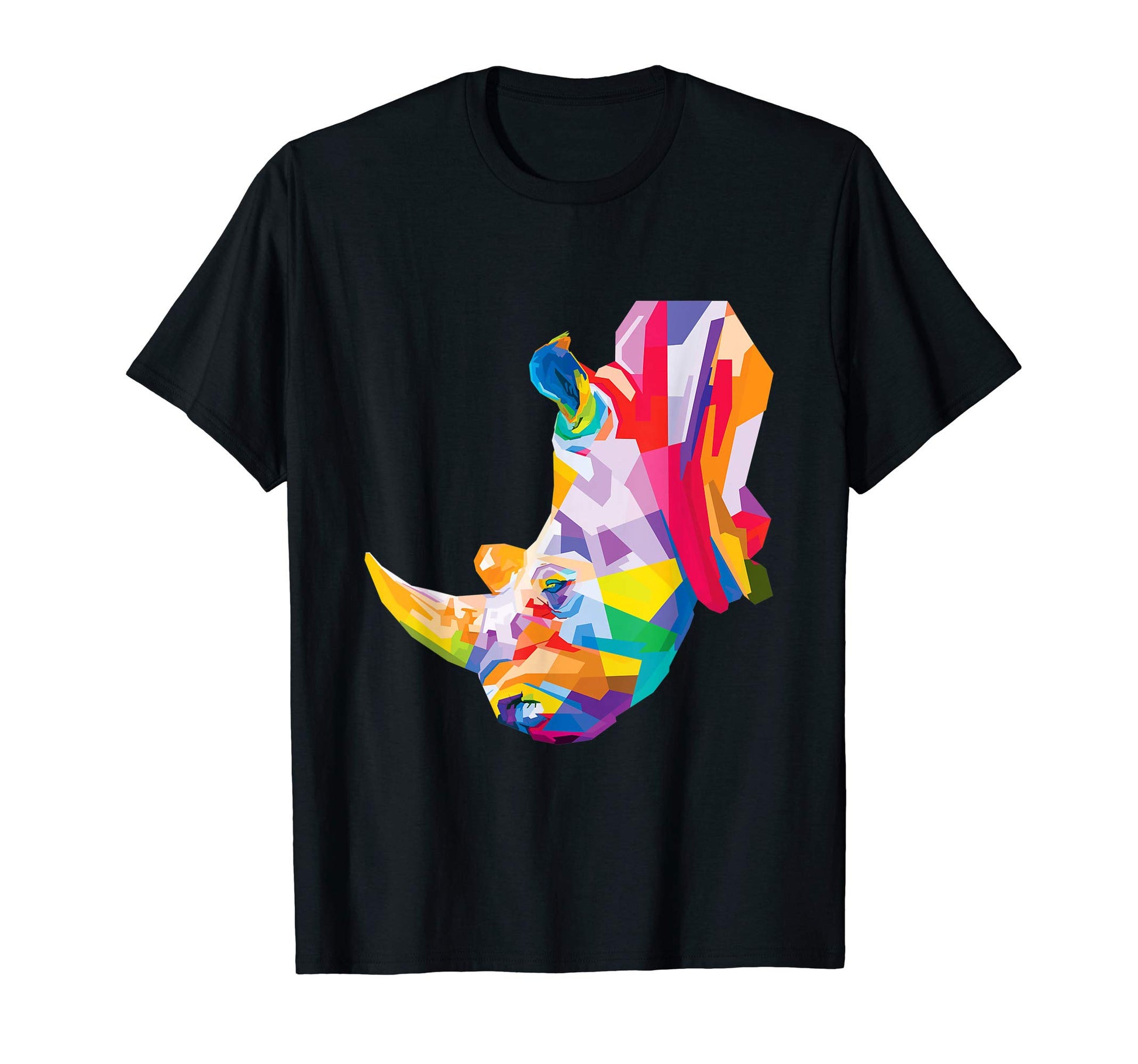 Colorful Rhino Geometric Rhinoceros Pop T-Shirt - Aesthetic Graphic Unisex - T-Shirt, Sweatshirt, Hoodie