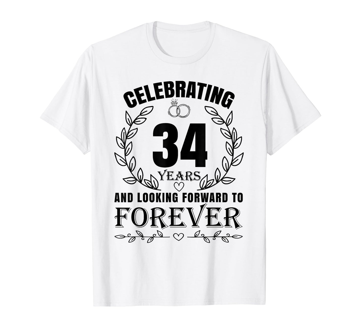 34Th Wedding Anniversary Couples Married T-Shirt - Custom Art Print Unisex - T-Shirt, Sweatshirt, Hoodie