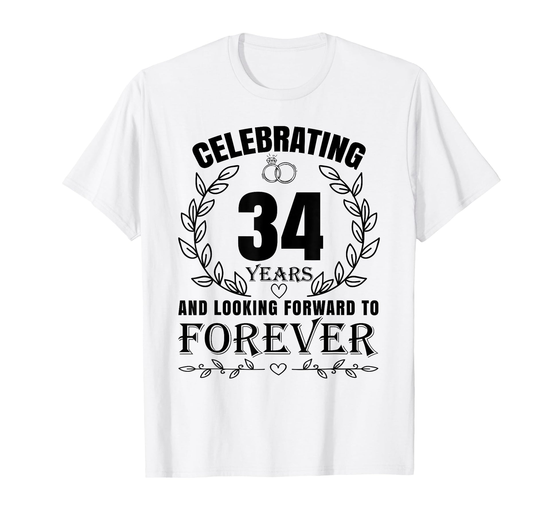 34Th Wedding Anniversary Couples Married T-Shirt - Custom Art Print Unisex - T-Shirt, Sweatshirt, Hoodie