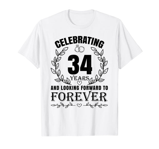 34Th Wedding Anniversary Couples Married T-Shirt - Custom Art Print Unisex - T-Shirt, Sweatshirt, Hoodie