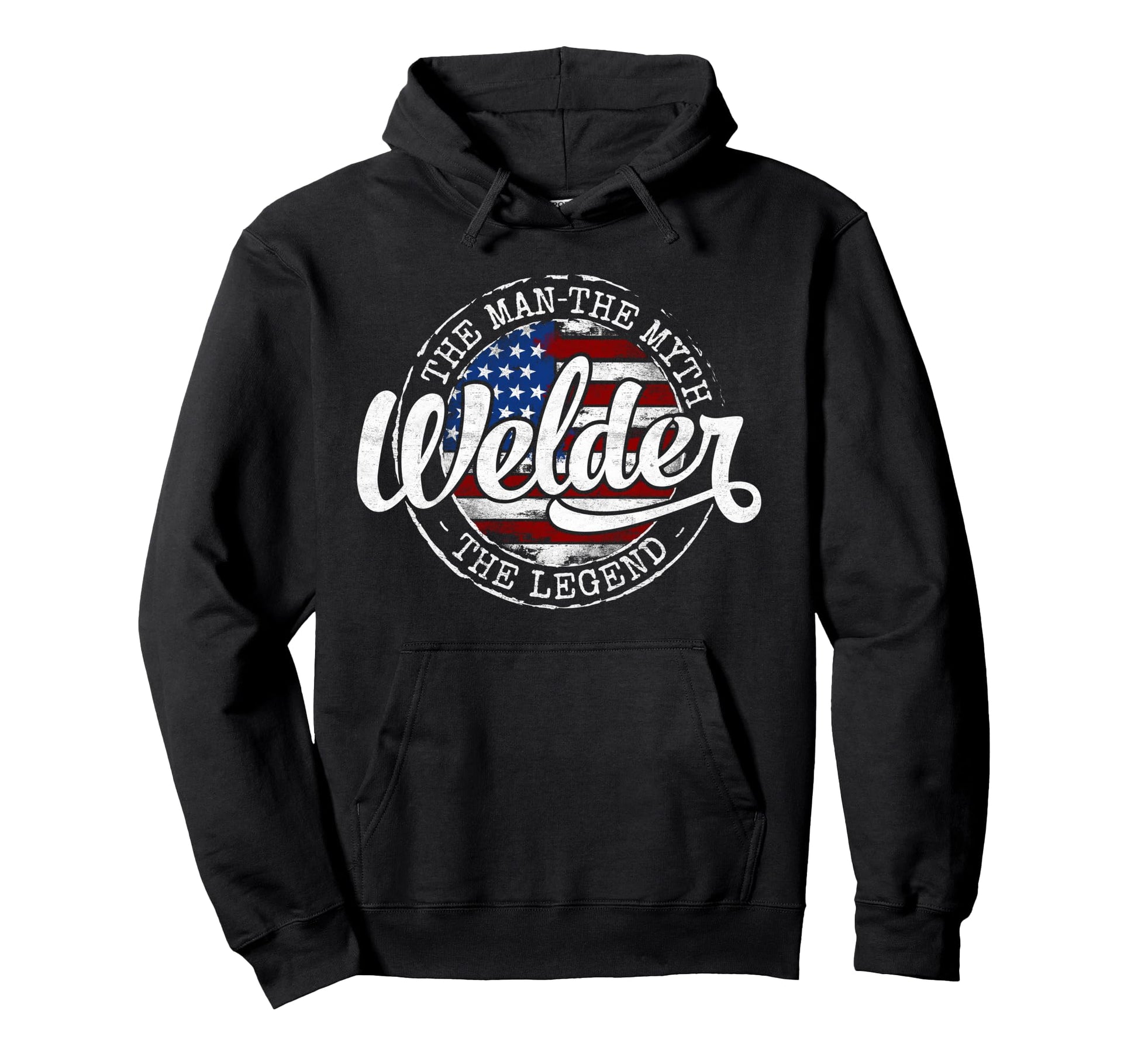Welder Myth Legend Usa Flag Stamp Hoodie - Minimalist Print for Adults - T-Shirt, Sweatshirt, Hoodie