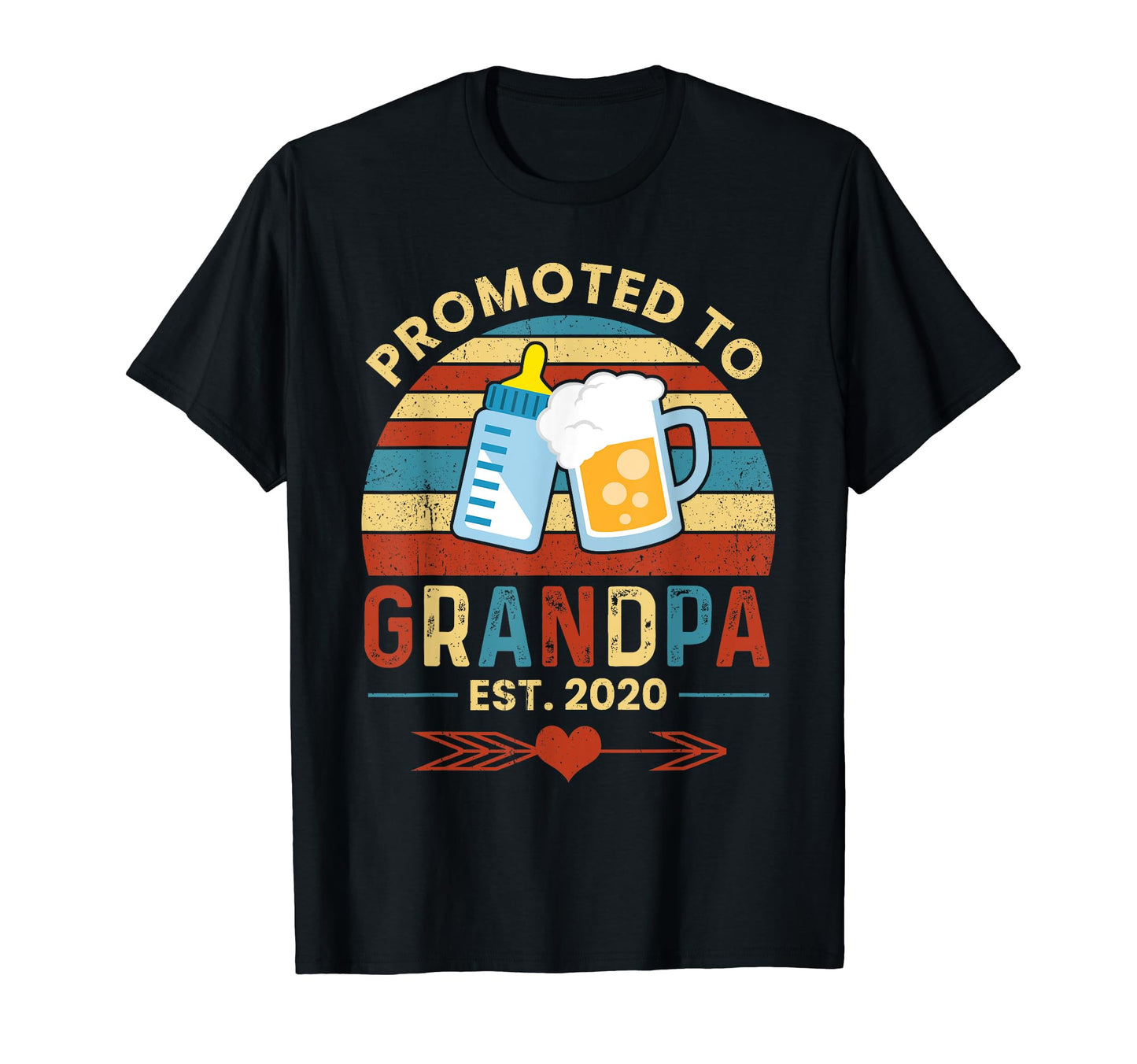 Promoted To Grandpa Est 2020 Arrow T-Shirt - Unique Graphic Unisex - T-Shirt, Sweatshirt, Hoodie