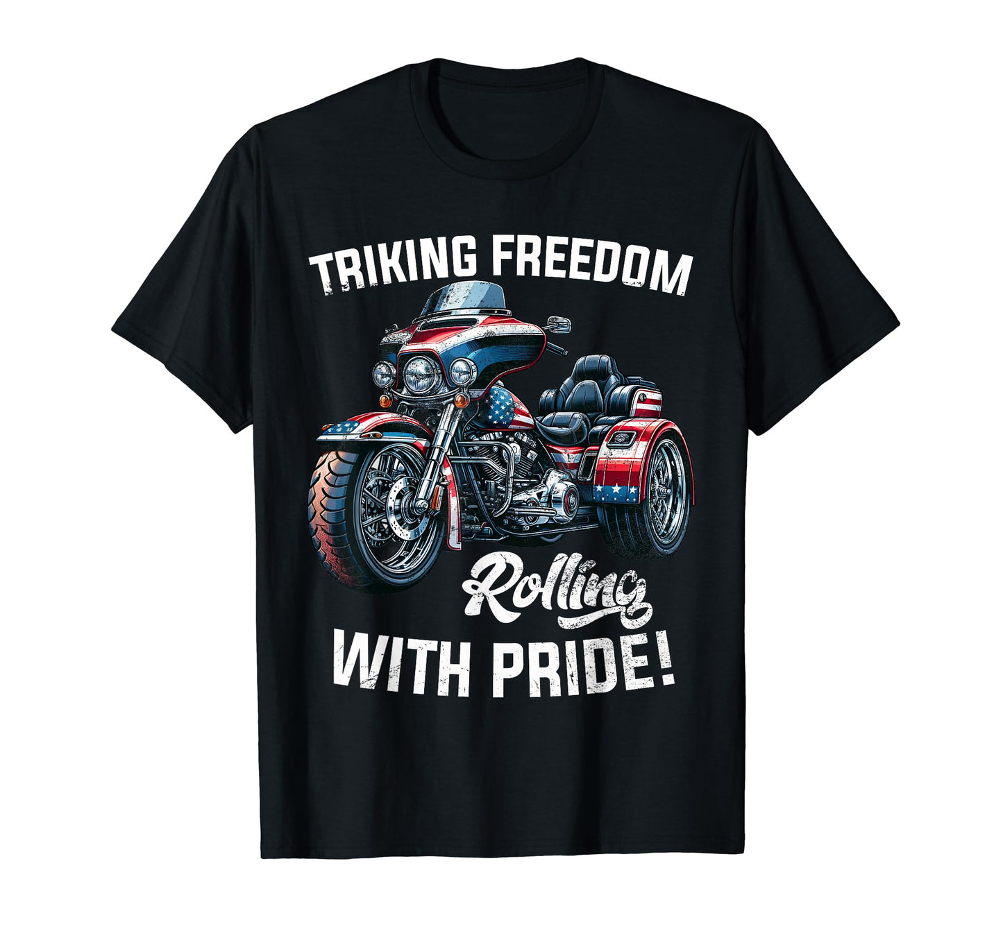 Motorcycle Trike American Usa Three T-Shirt - Novelty Apparel Unisex - T-Shirt, Sweatshirt, Hoodie