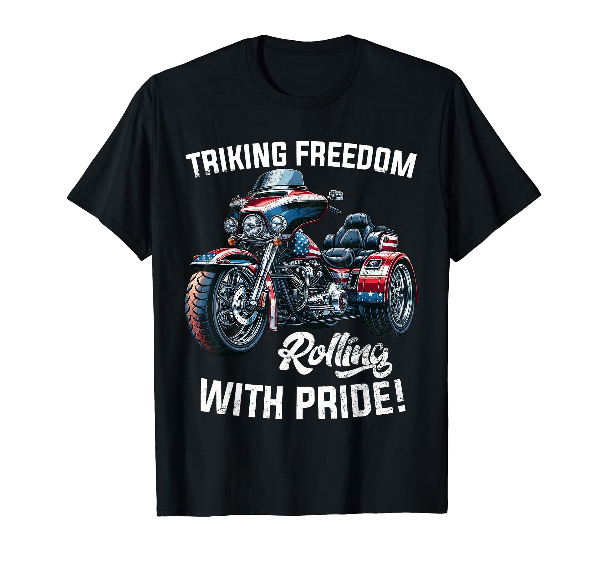 Motorcycle Trike American Usa Three T-Shirt - Novelty Apparel Unisex - T-Shirt, Sweatshirt, Hoodie