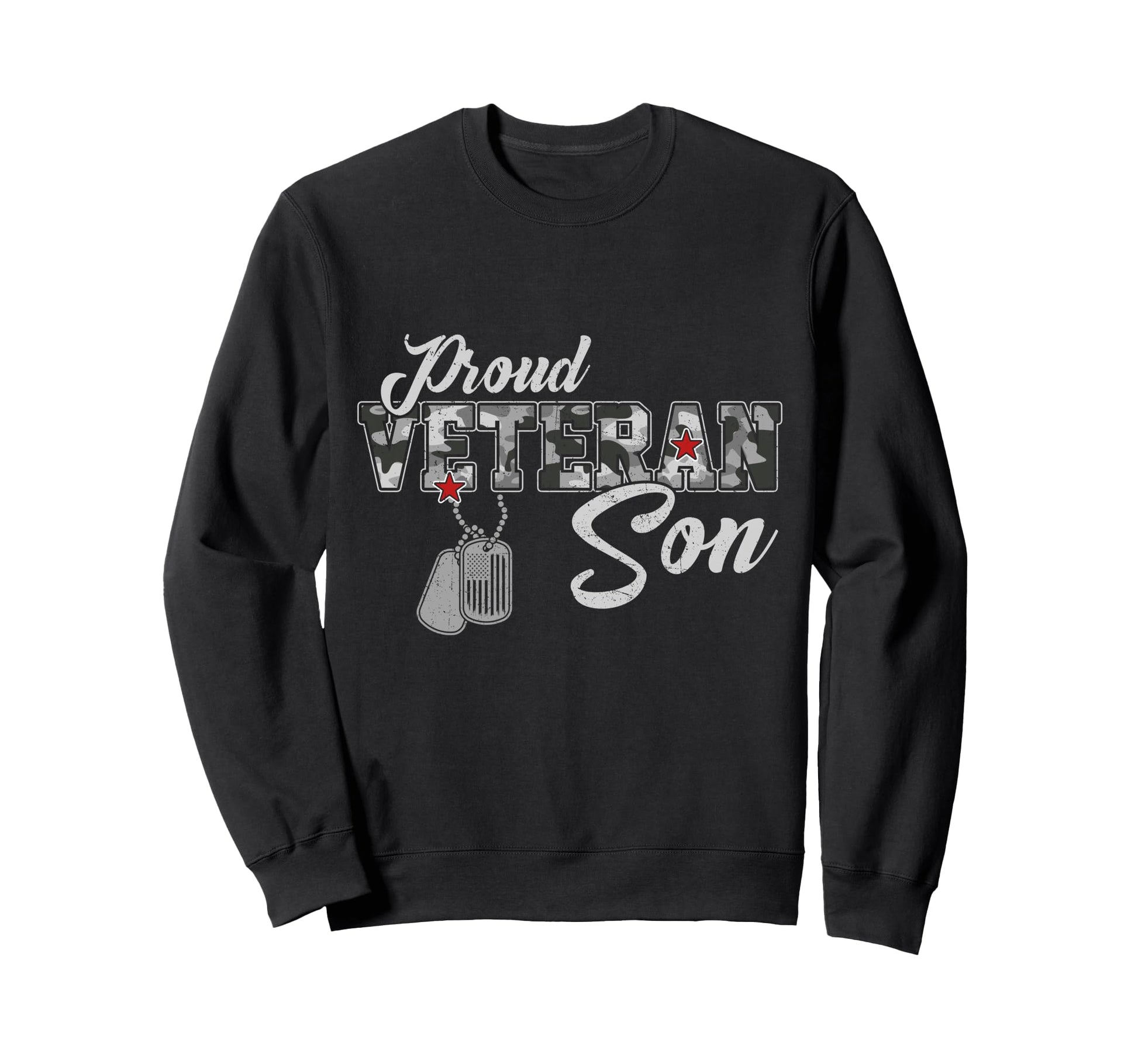 Proud Veteran Son Camouflage Flag Sweatshirt - Fun Novelty Design Unisex - T-Shirt, Sweatshirt, Hoodie