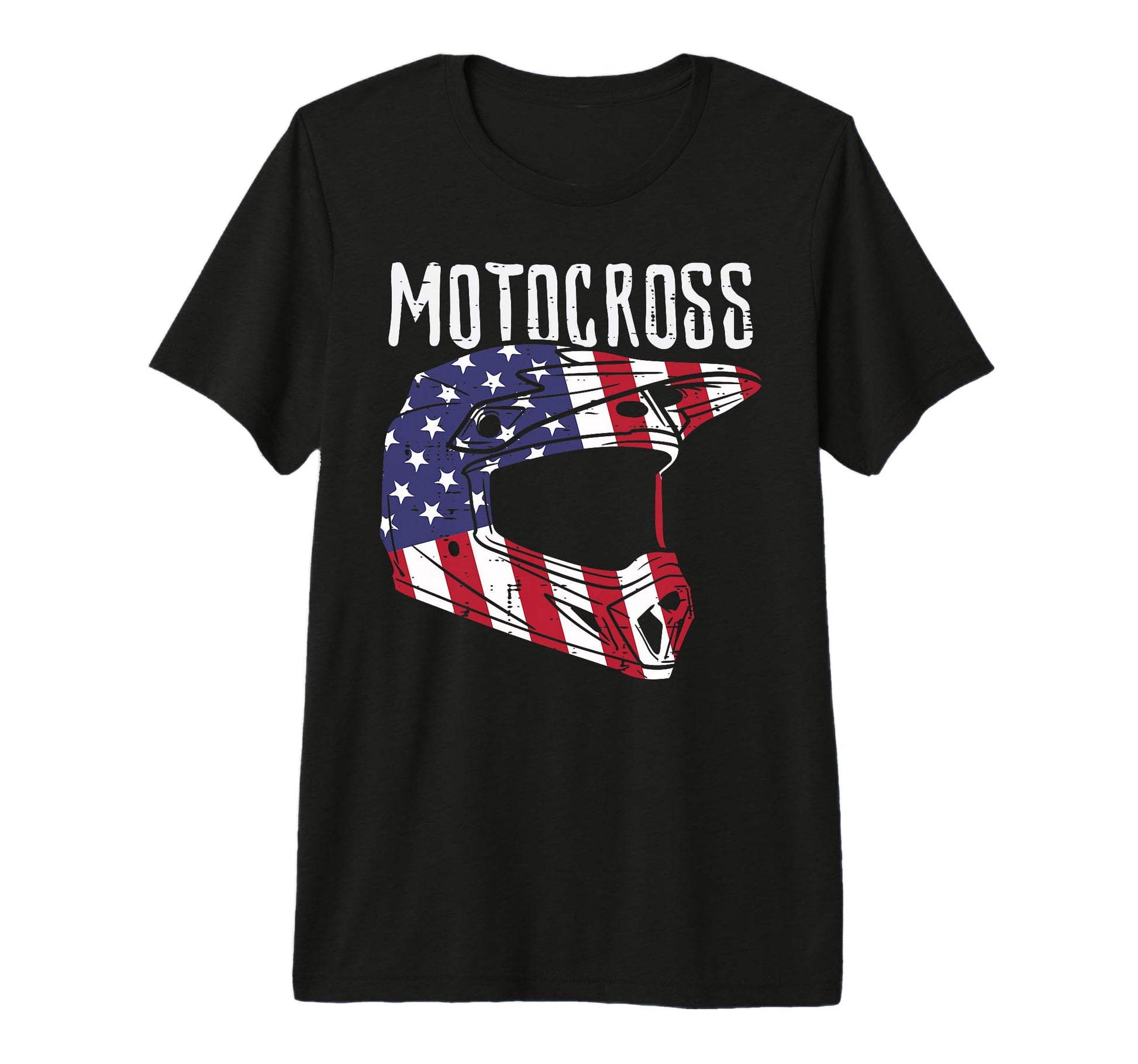 Motocross Helmet Us Flag Dirt Bike T-Shirt - Minimalist Print for Adults - T-Shirt, Sweatshirt, Hoodie
