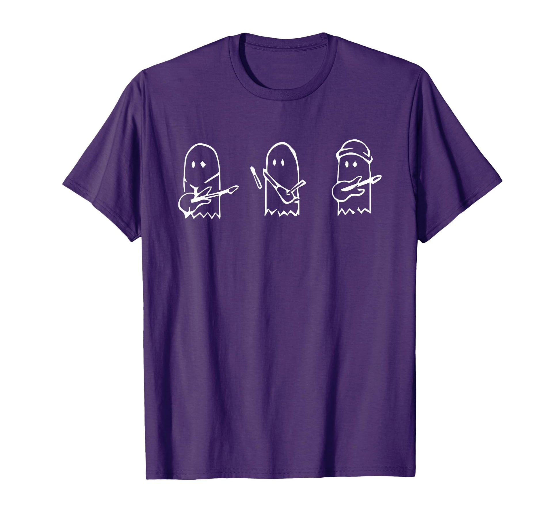 Ghost Playing Guitar Lazy Halloween Costume T-Shirt - Graphic Print Unisex - T-Shirt, Sweatshirt, Hoodie
