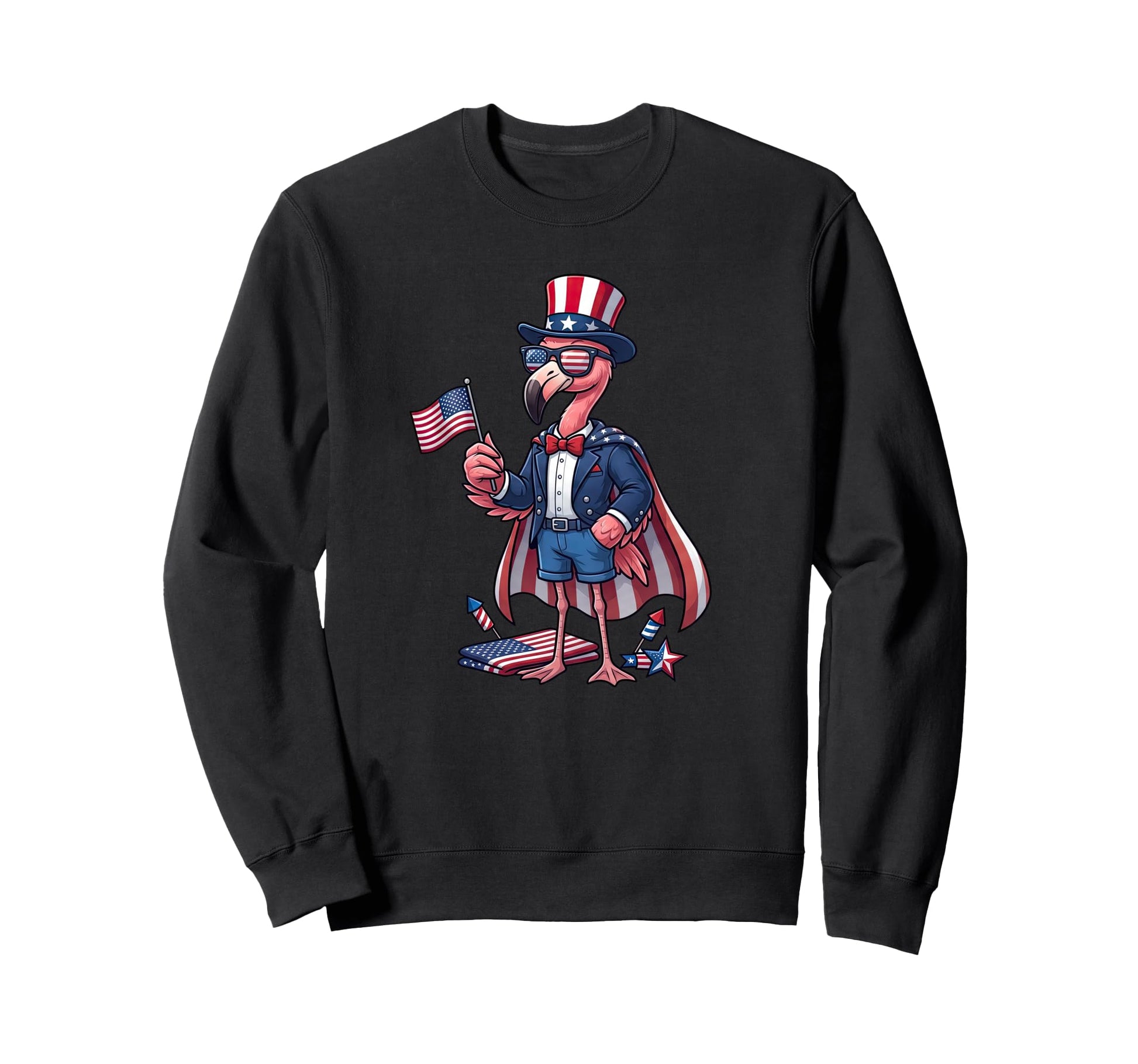Funny Flamingo American Usa Flag Sweatshirt - Trendy Graphic Men Women - T-Shirt, Sweatshirt, Hoodie