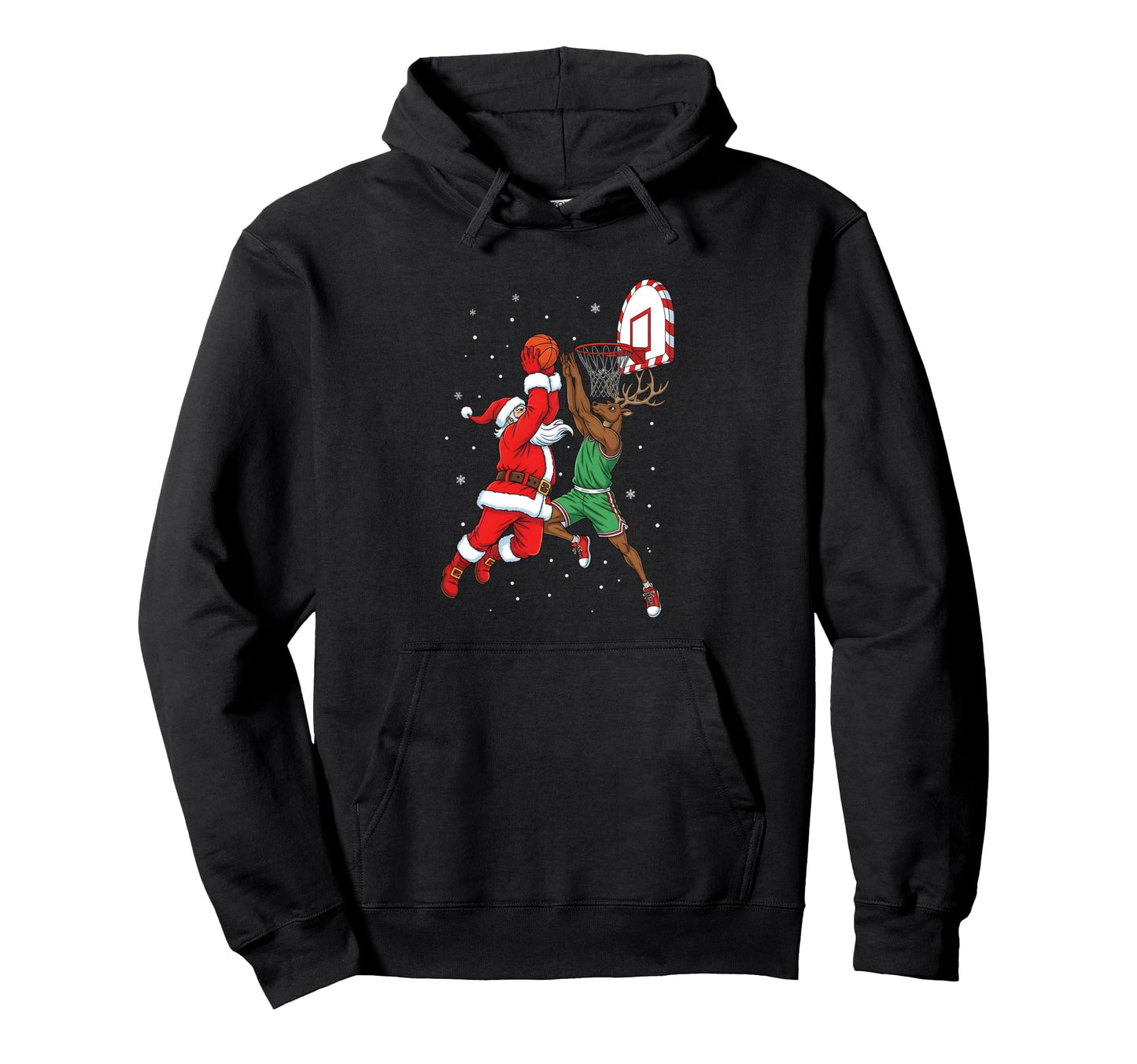 Funny Basketball Santa Reindeer Hoodie - Trendy Graphic Unisex - T-Shirt, Sweatshirt, Hoodie