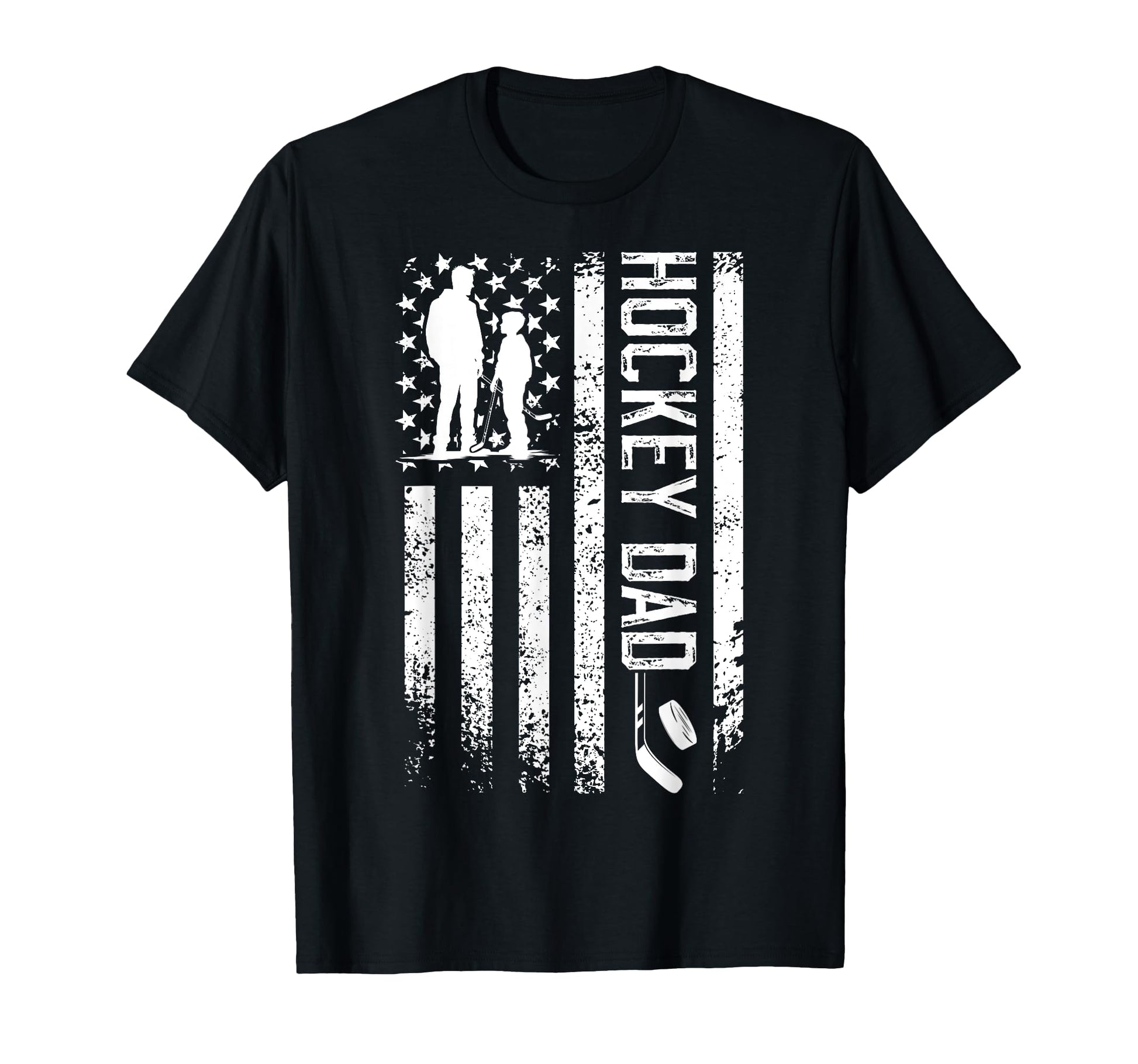 Hockey Dad Us Flag Ice Hockey T-Shirt - Fun Novelty Design for Adults - T-Shirt, Sweatshirt, Hoodie