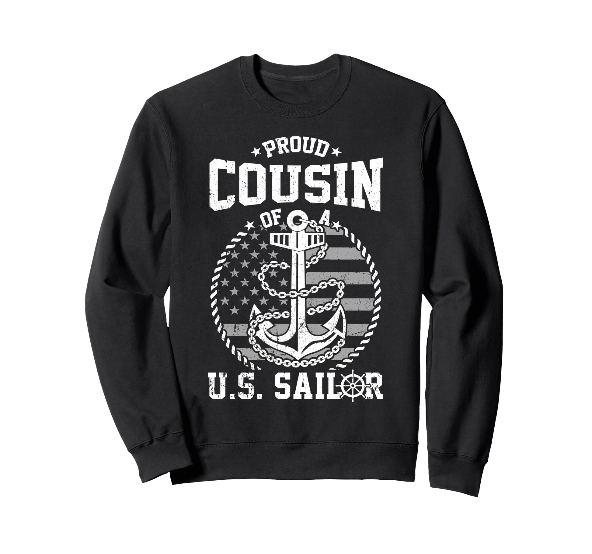 Proud Cousin Us Sailor Anchor Flag Usa Sweatshirt - Unique Graphic Unisex - T-Shirt, Sweatshirt, Hoodie