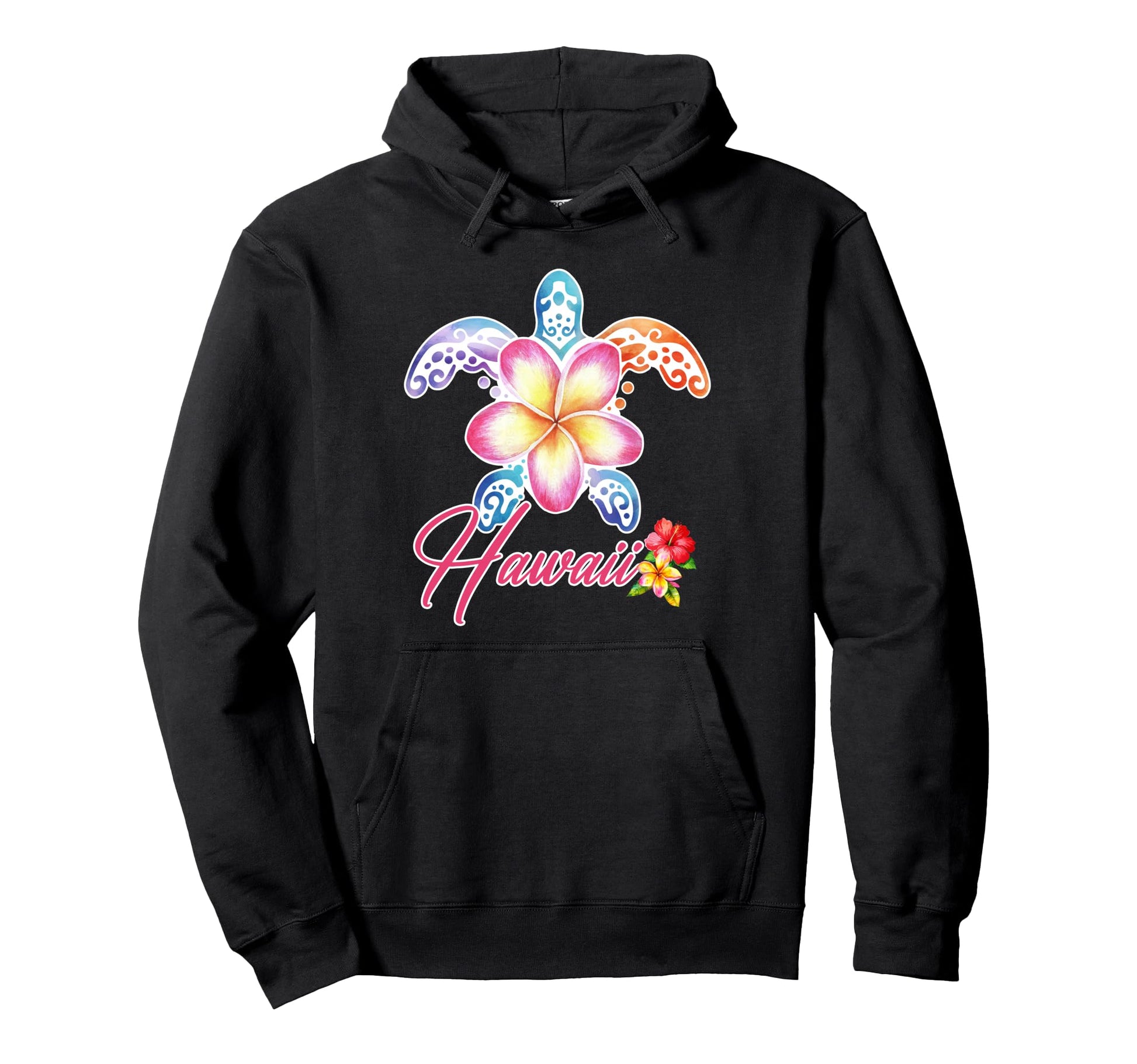 Hawaii Sea Turtle Plumeria Hawaiian Summer Hoodie - Trendy Graphic Unisex - T-Shirt, Sweatshirt, Hoodie