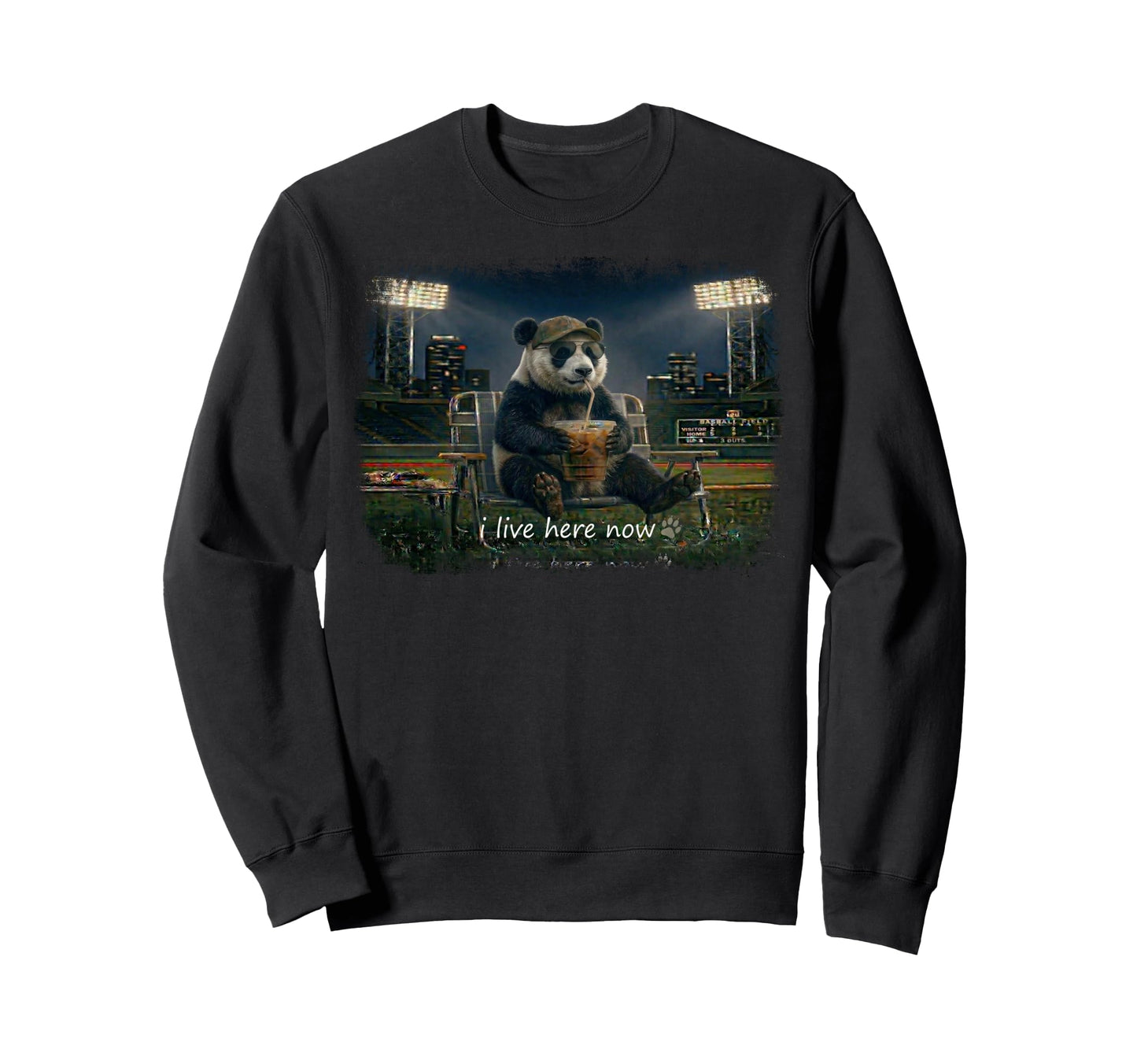 Funny Panda Ballfield Baseball Sweatshirt - Minimalist Print for Adults - T-Shirt, Sweatshirt, Hoodie
