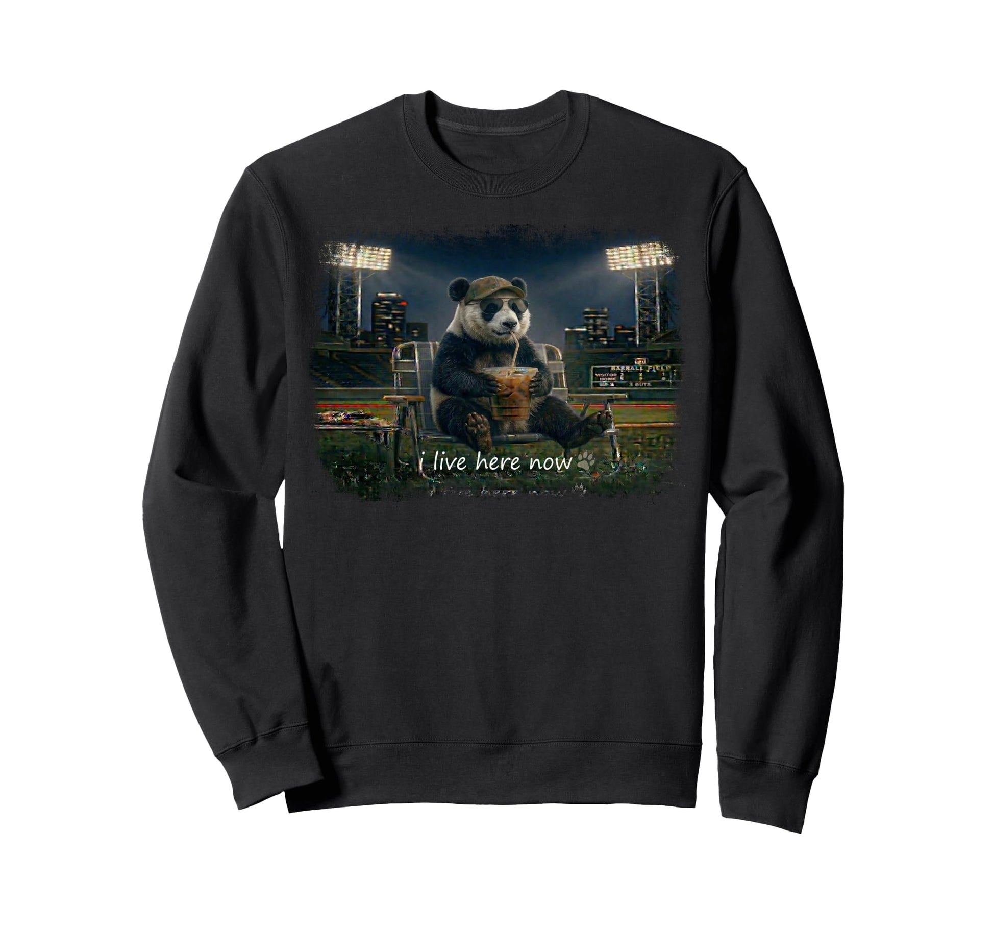 Funny Panda Ballfield Baseball Sweatshirt - Minimalist Print for Adults - T-Shirt, Sweatshirt, Hoodie