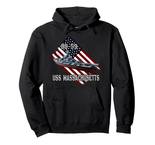 Battleship Uss Massachusetts Bb 59 Hoodie - Streetwear Style for Adults - T-Shirt, Sweatshirt, Hoodie