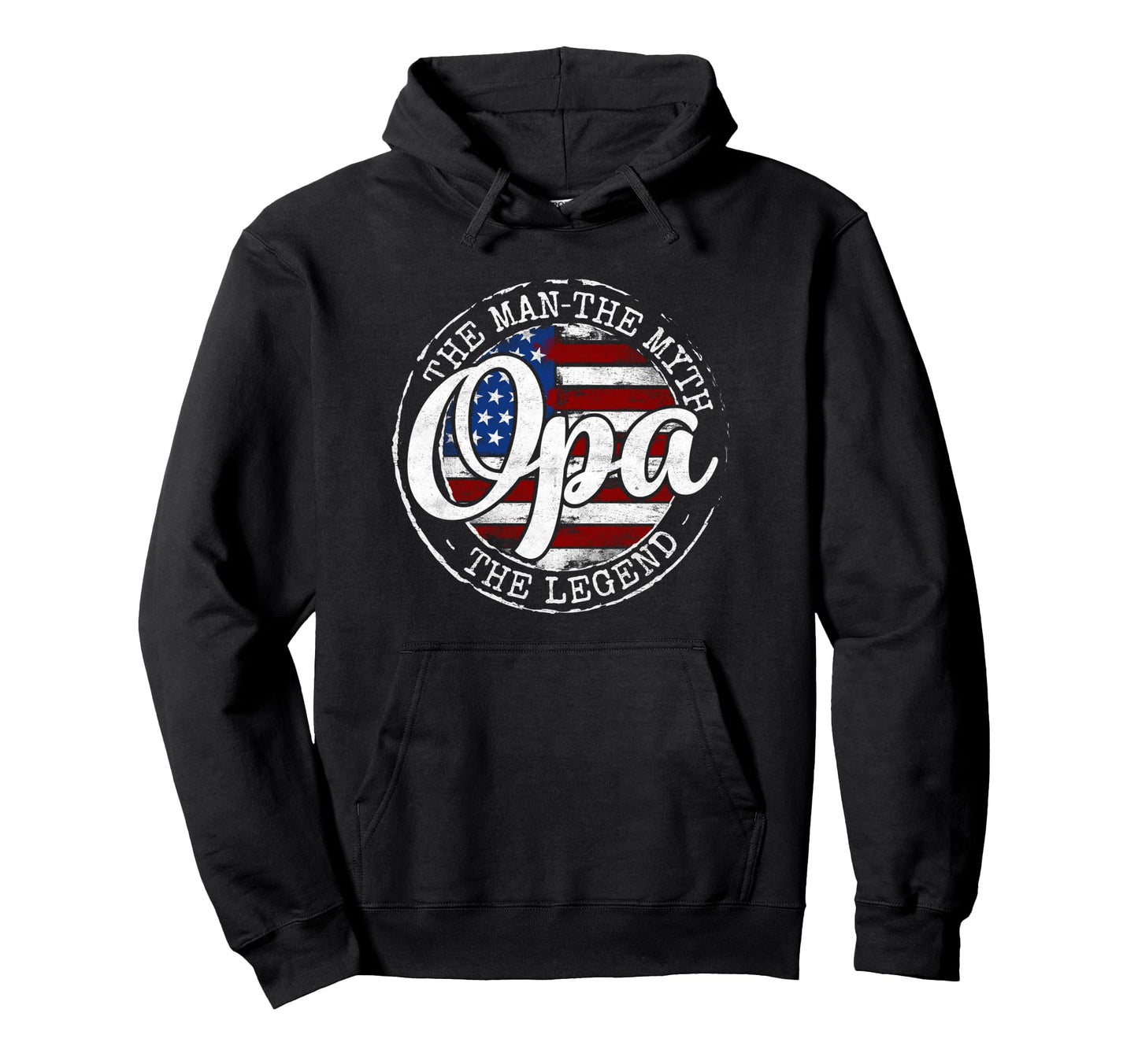 Opa Myth Legend Usa Flag Stamp Fathers Hoodie - Trendy Graphic Men Women - T-Shirt, Sweatshirt, Hoodie