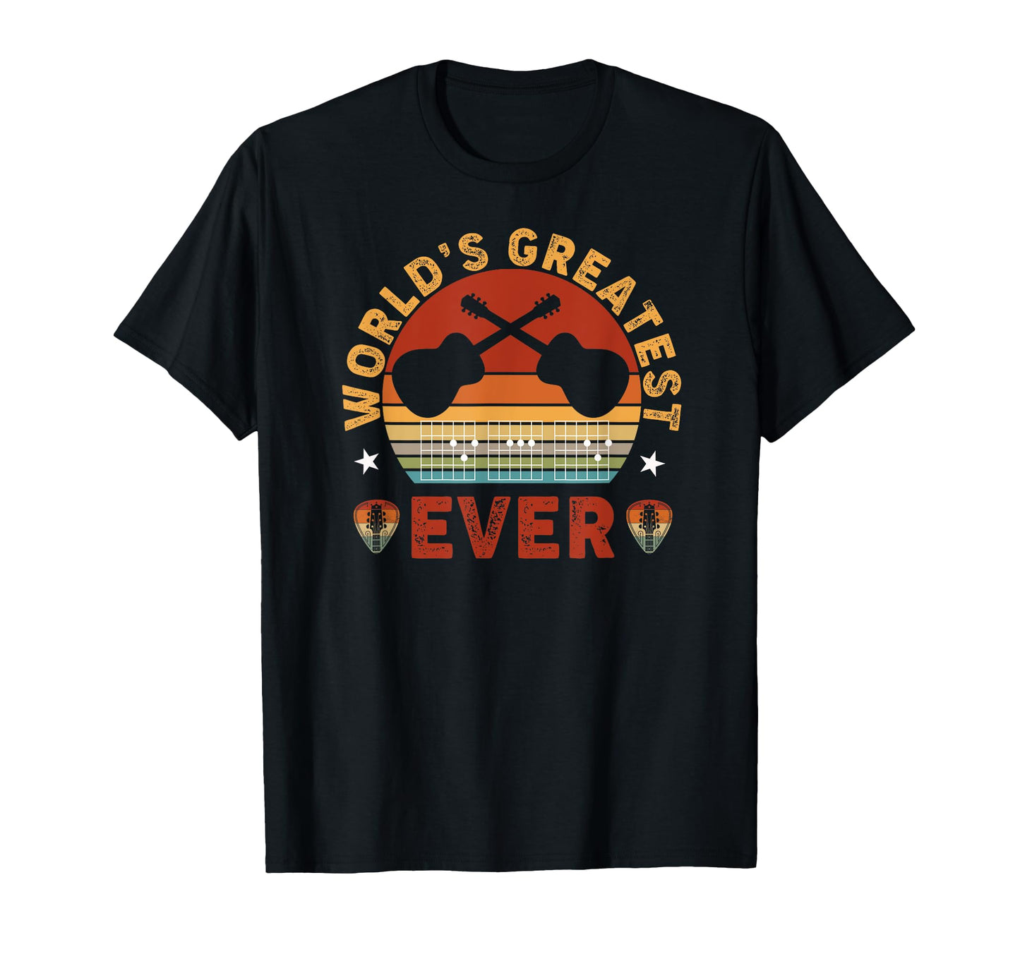 Funny Fathers Day Worlds Greatest Guitar T-Shirt - Graphic Print Men Women - T-Shirt, Sweatshirt, Hoodie