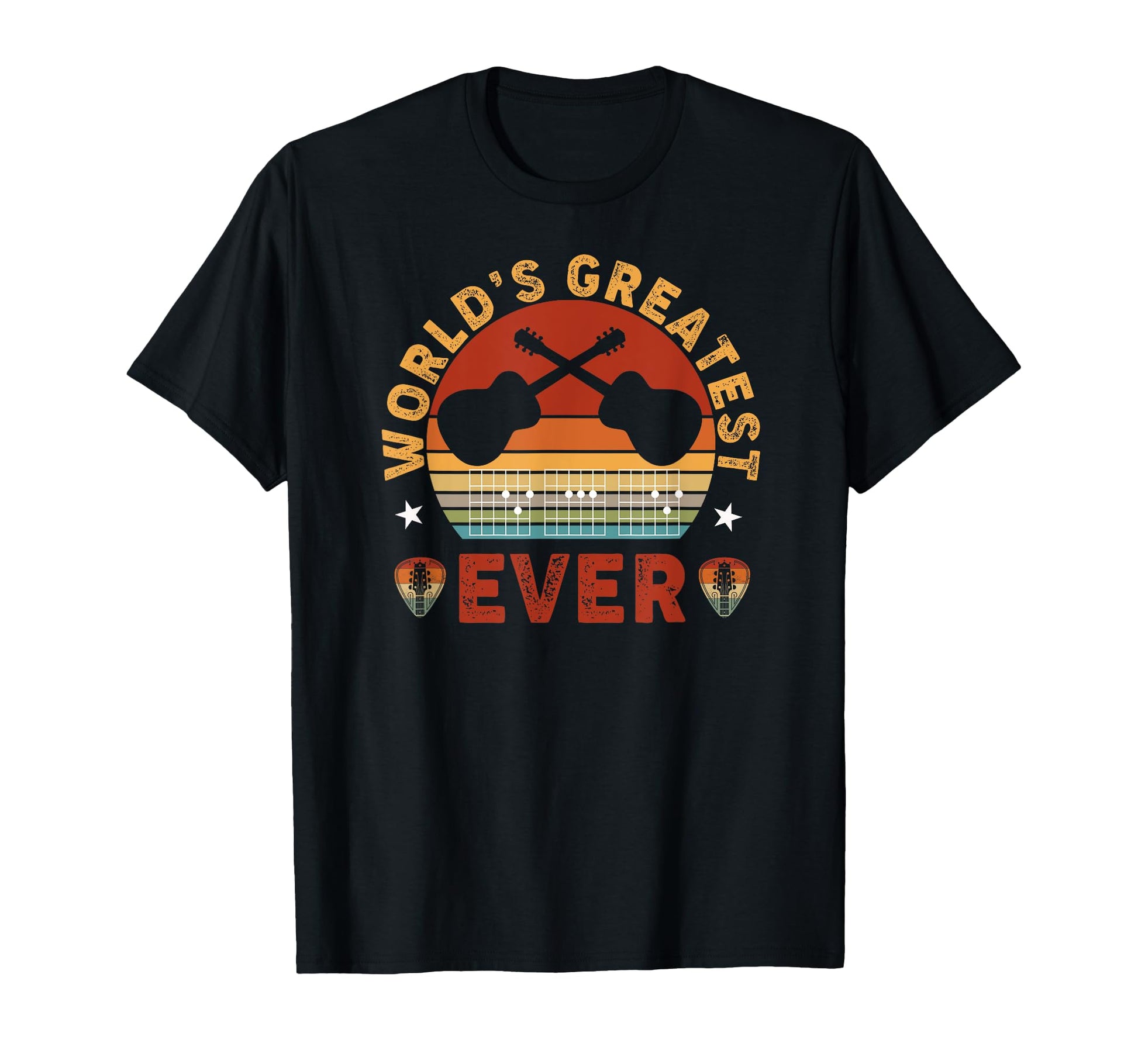 Funny Fathers Day Worlds Greatest Guitar T-Shirt - Graphic Print Men Women - T-Shirt, Sweatshirt, Hoodie