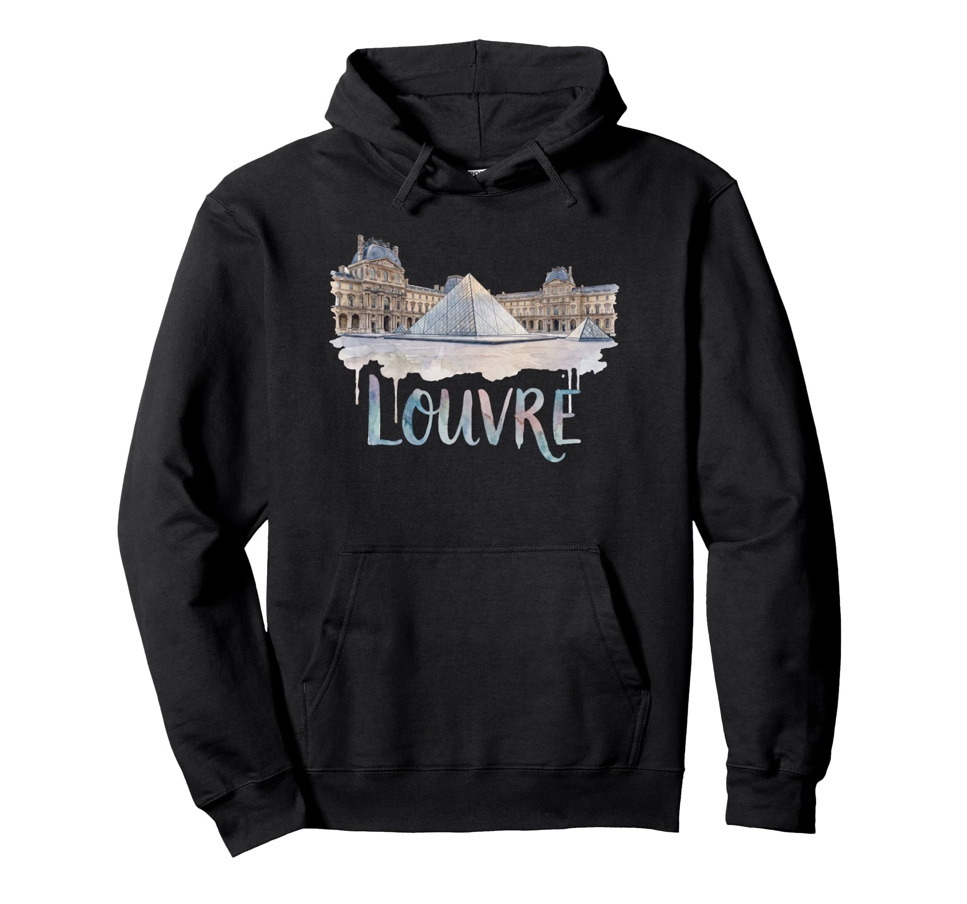 Mus E Du Louvre Pyramid Watercolor Hoodie - Casual Everyday Wear Unisex - T-Shirt, Sweatshirt, Hoodie