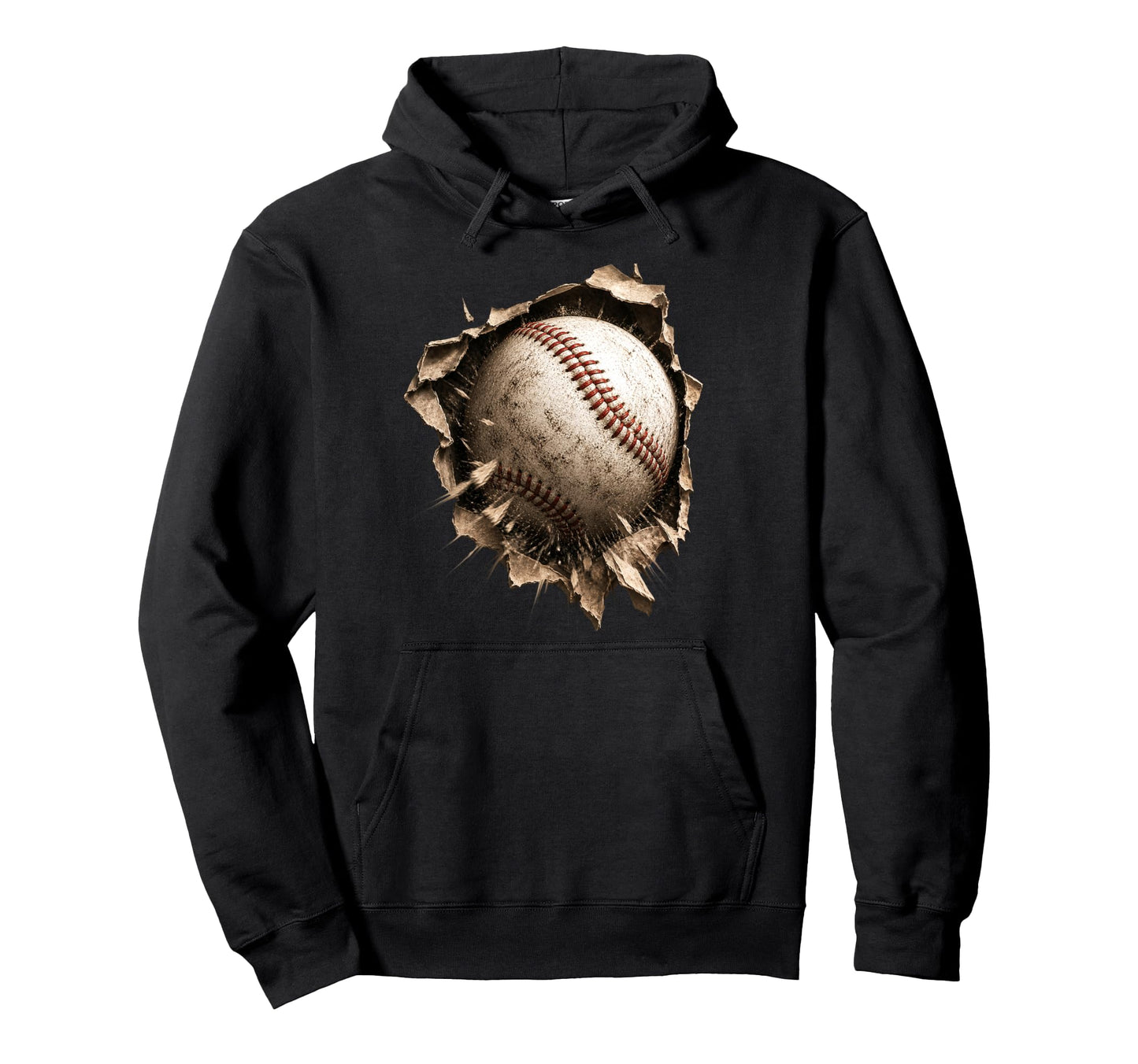 Baseball Softball Torn Fabric Bursting Hoodie - Fun Novelty Design Unisex - T-Shirt, Sweatshirt, Hoodie