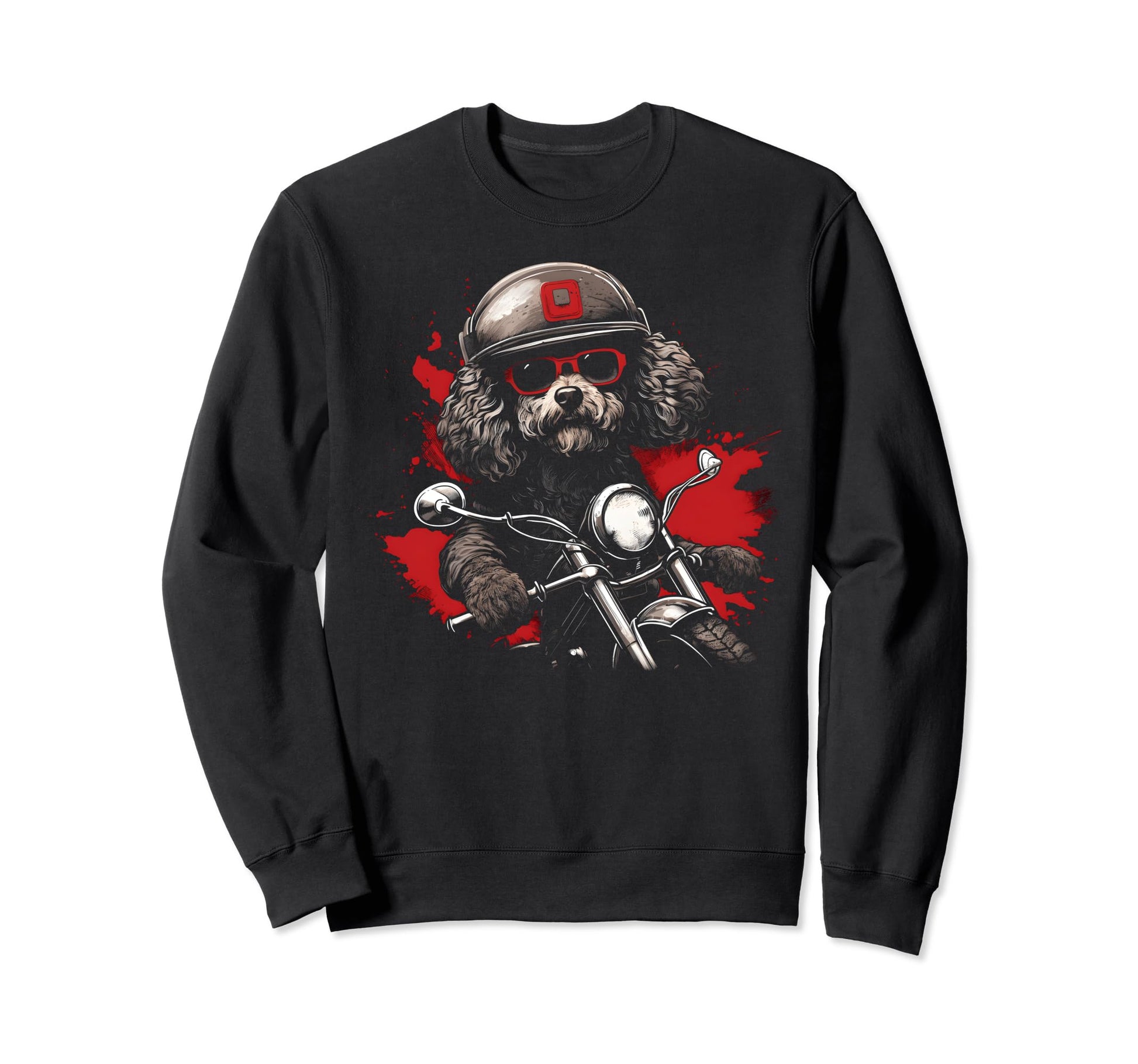 Motorcycle Dad Biker Dog Poodle Sweatshirt - Fun Novelty Design Men Women - T-Shirt, Sweatshirt, Hoodie