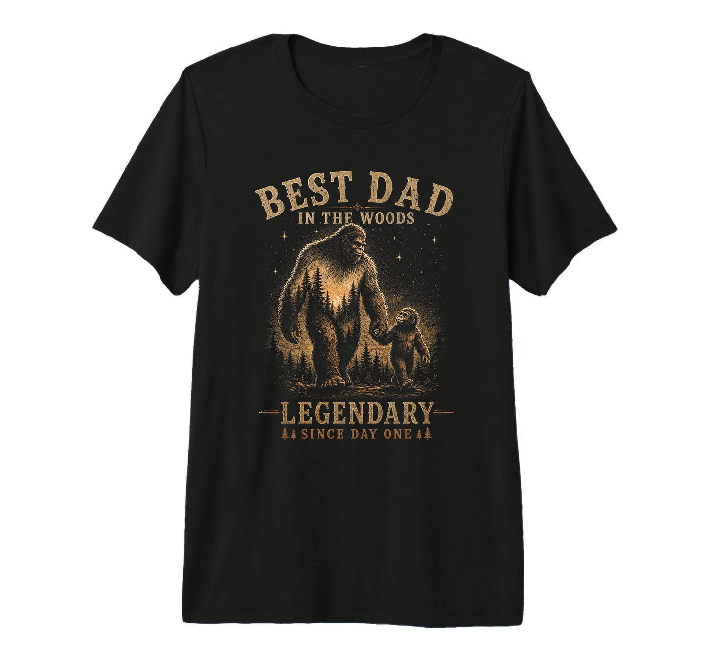Funny Best Dad Woods Bigfoot Fathers T-Shirt - Minimalist Print for Adults - T-Shirt, Sweatshirt, Hoodie