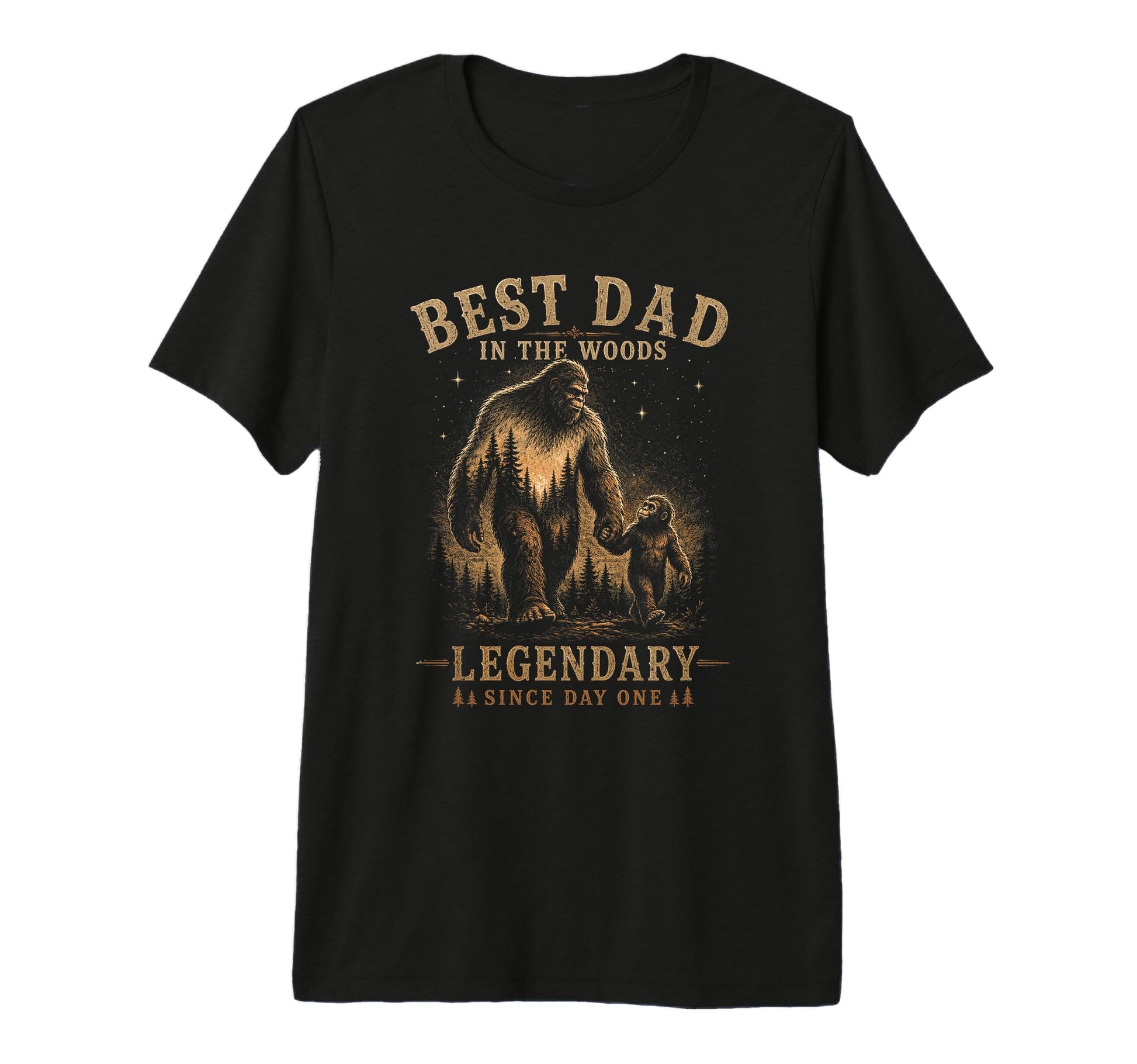 Funny Best Dad Woods Bigfoot Fathers T-Shirt - Minimalist Print for Adults - T-Shirt, Sweatshirt, Hoodie