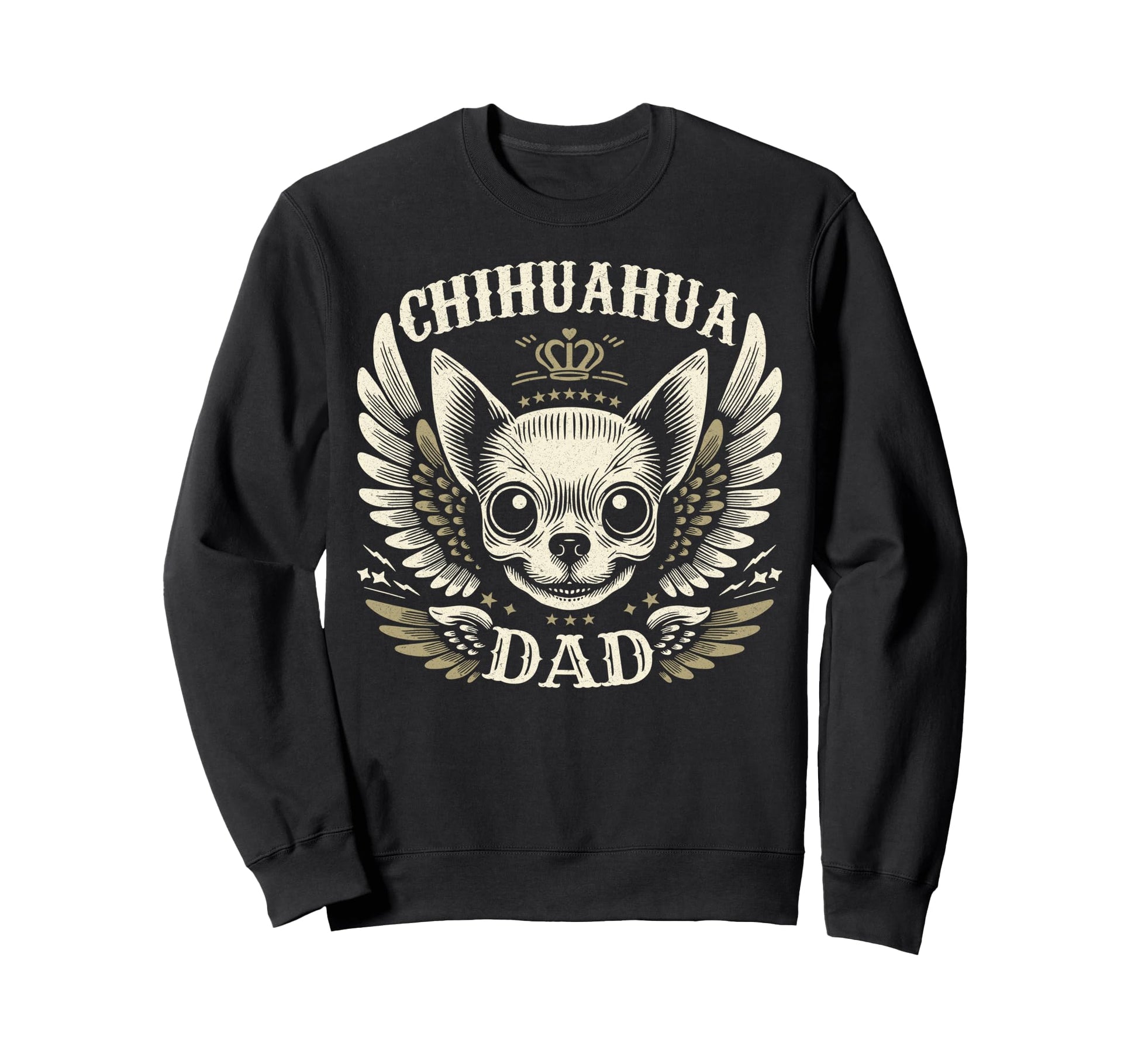 Chihuahua Dad Biker Skull Wings Sweatshirt - Fun Novelty Design Unisex - T-Shirt, Sweatshirt, Hoodie