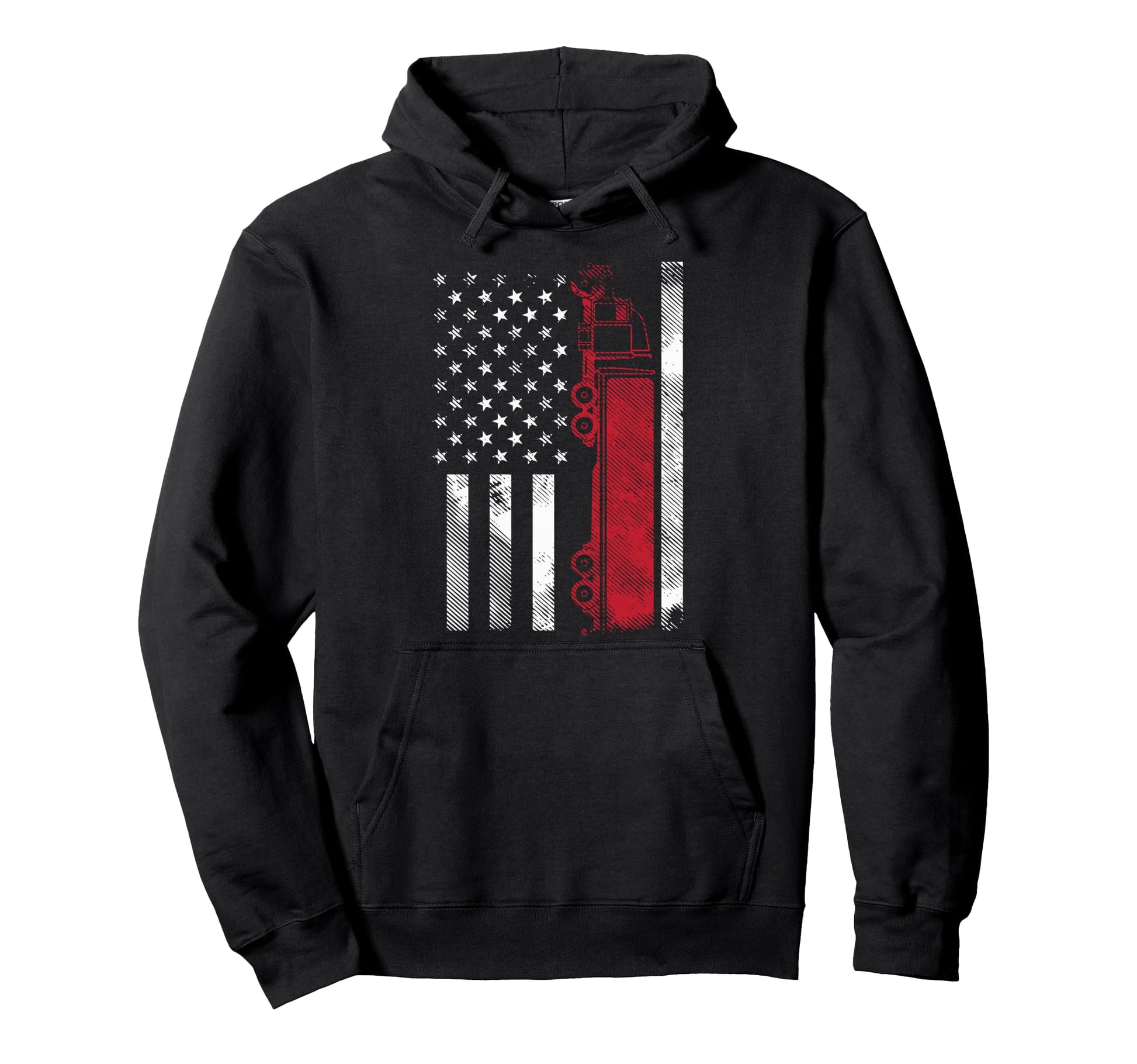 American Flag Semi Truck 18 Wheeler Us Hoodie - Trendy Graphic for Adults - T-Shirt, Sweatshirt, Hoodie