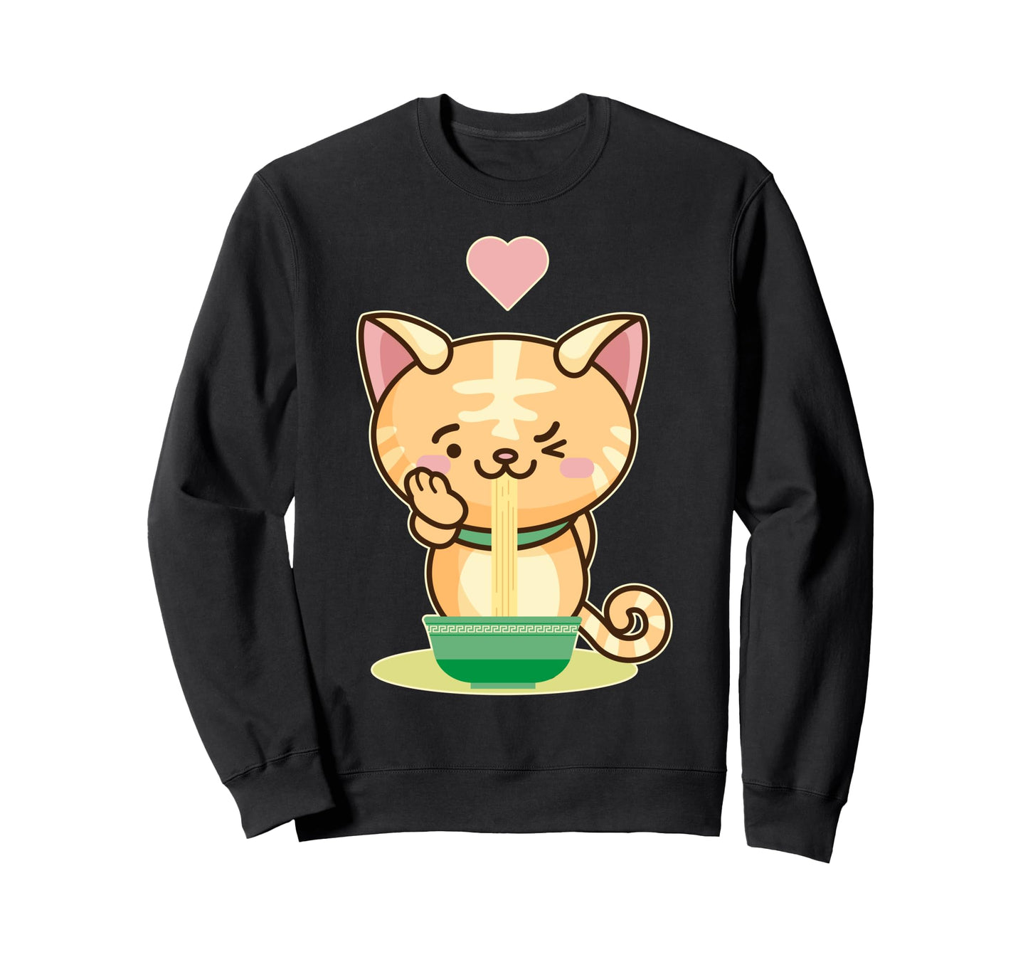 Kawaii Cat Kitten Kitty Ramen Sweatshirt - Graphic Print for Adults - T-Shirt, Sweatshirt, Hoodie