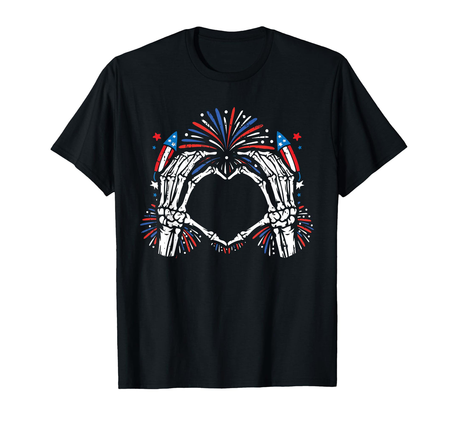 Skeleton Hand Heart 4Th July Usa T-Shirt - Fun Novelty Design for Adults - T-Shirt, Sweatshirt, Hoodie
