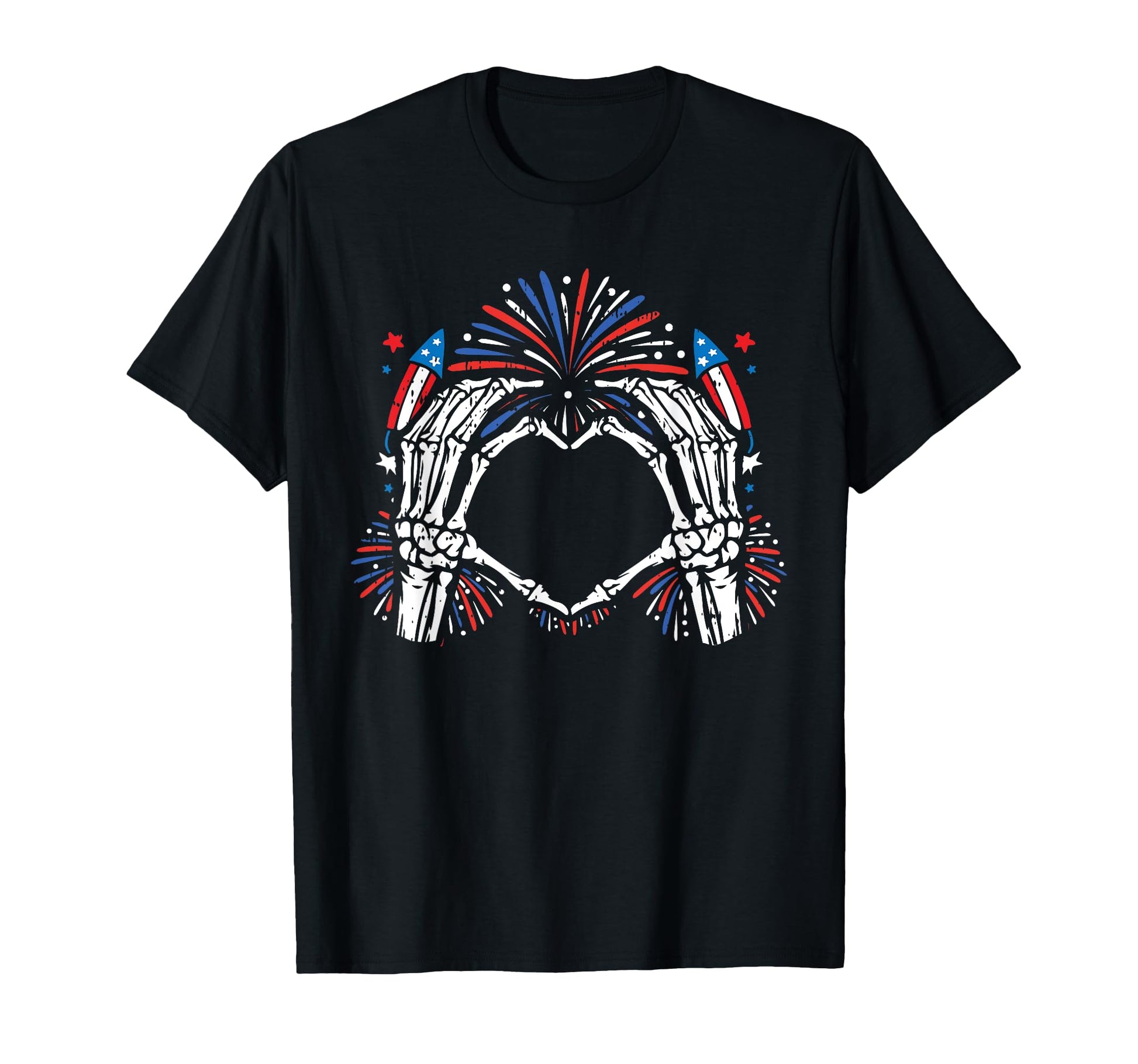Skeleton Hand Heart 4Th July Usa T-Shirt - Fun Novelty Design for Adults - T-Shirt, Sweatshirt, Hoodie