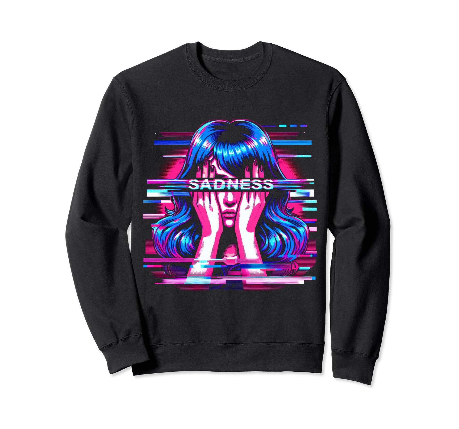 Vaporwave Aesthetic Sad Anime Sweatshirt - Custom Art Print for Adults - T-Shirt, Sweatshirt, Hoodie