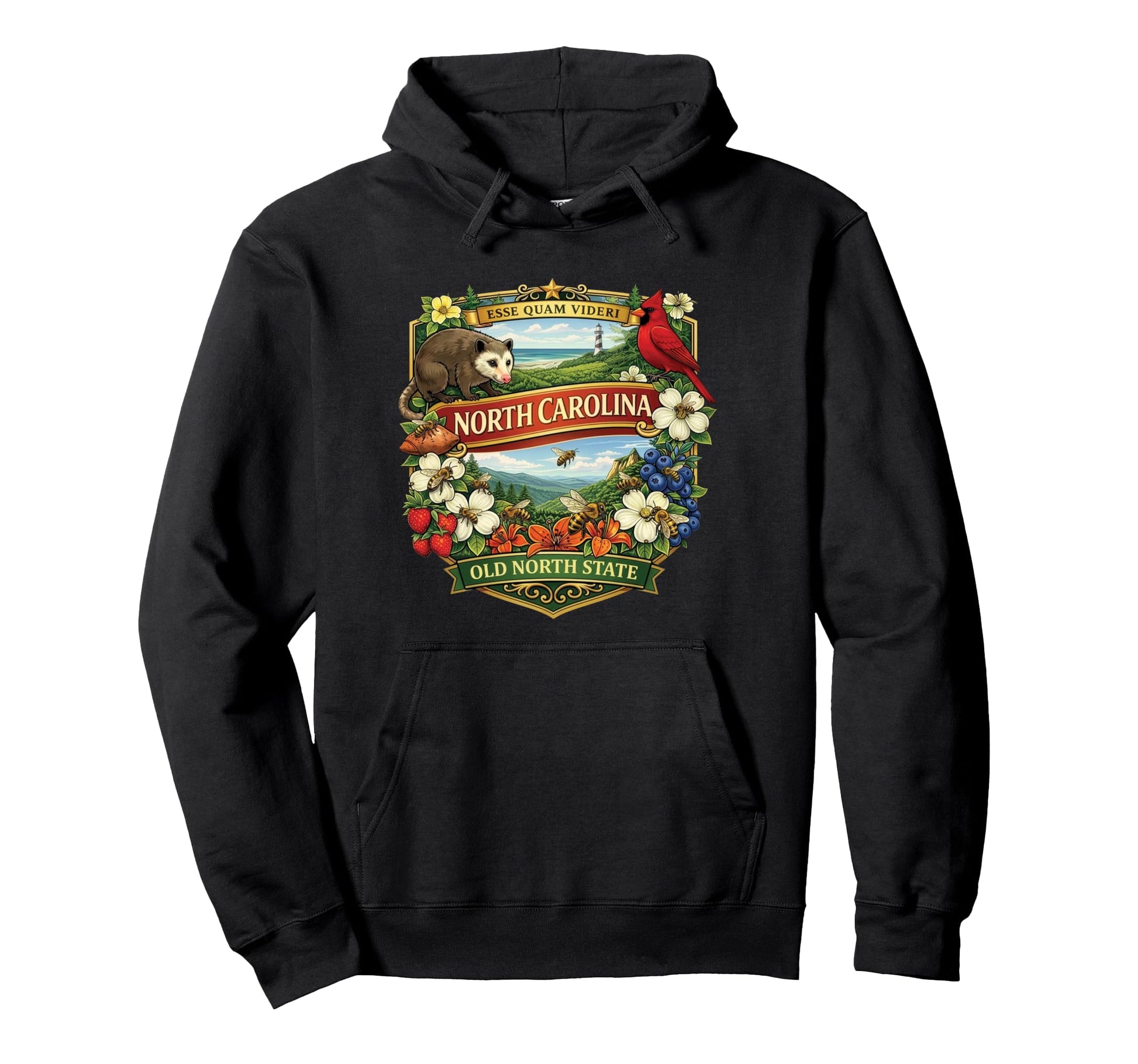 North Carolina State Symbols Novelty Hoodie - Fun Novelty Design Men Women - T-Shirt, Sweatshirt, Hoodie