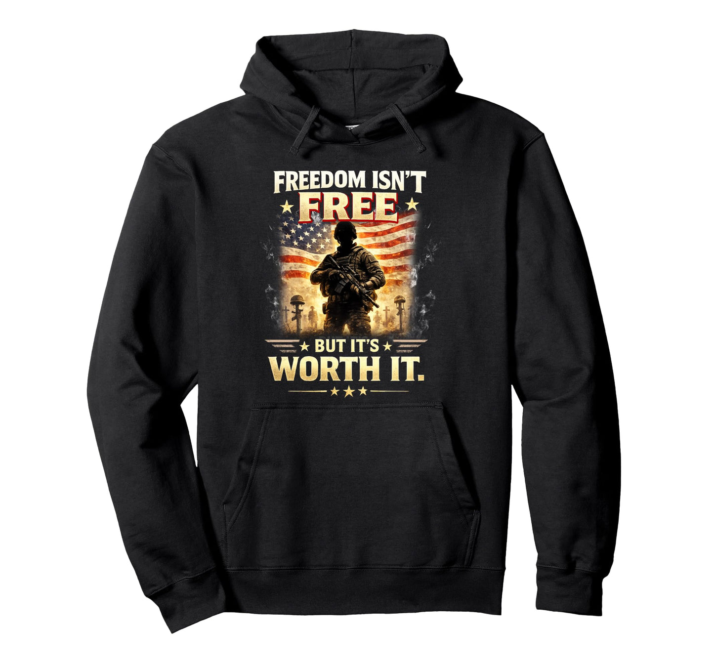 Military Support Freedom Isnt Free Hoodie - Novelty Apparel for Adults - T-Shirt, Sweatshirt, Hoodie